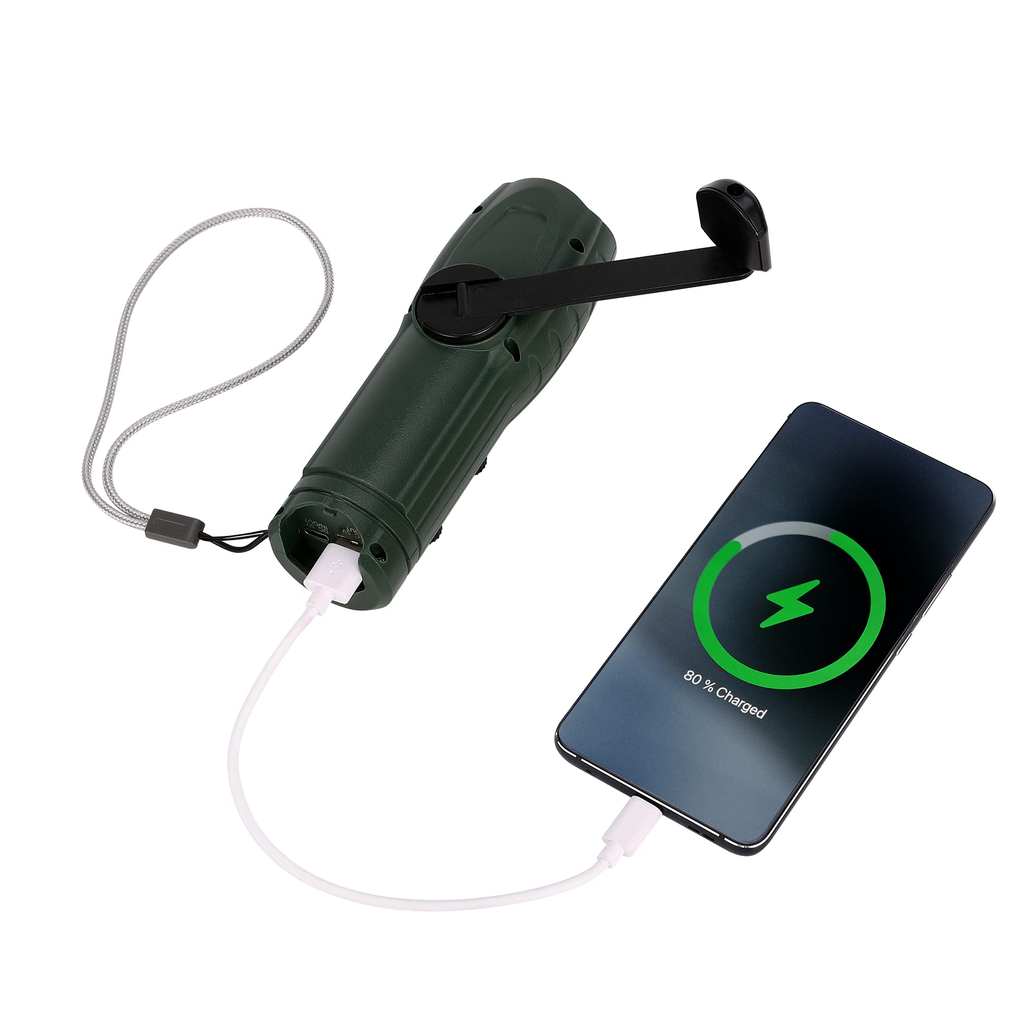 Molebit Hand Crank Flashlight With Emergency Radio Led Torch Phone Charger, Portable Dynamo Sos Rechargeable Usb Charging Handhe