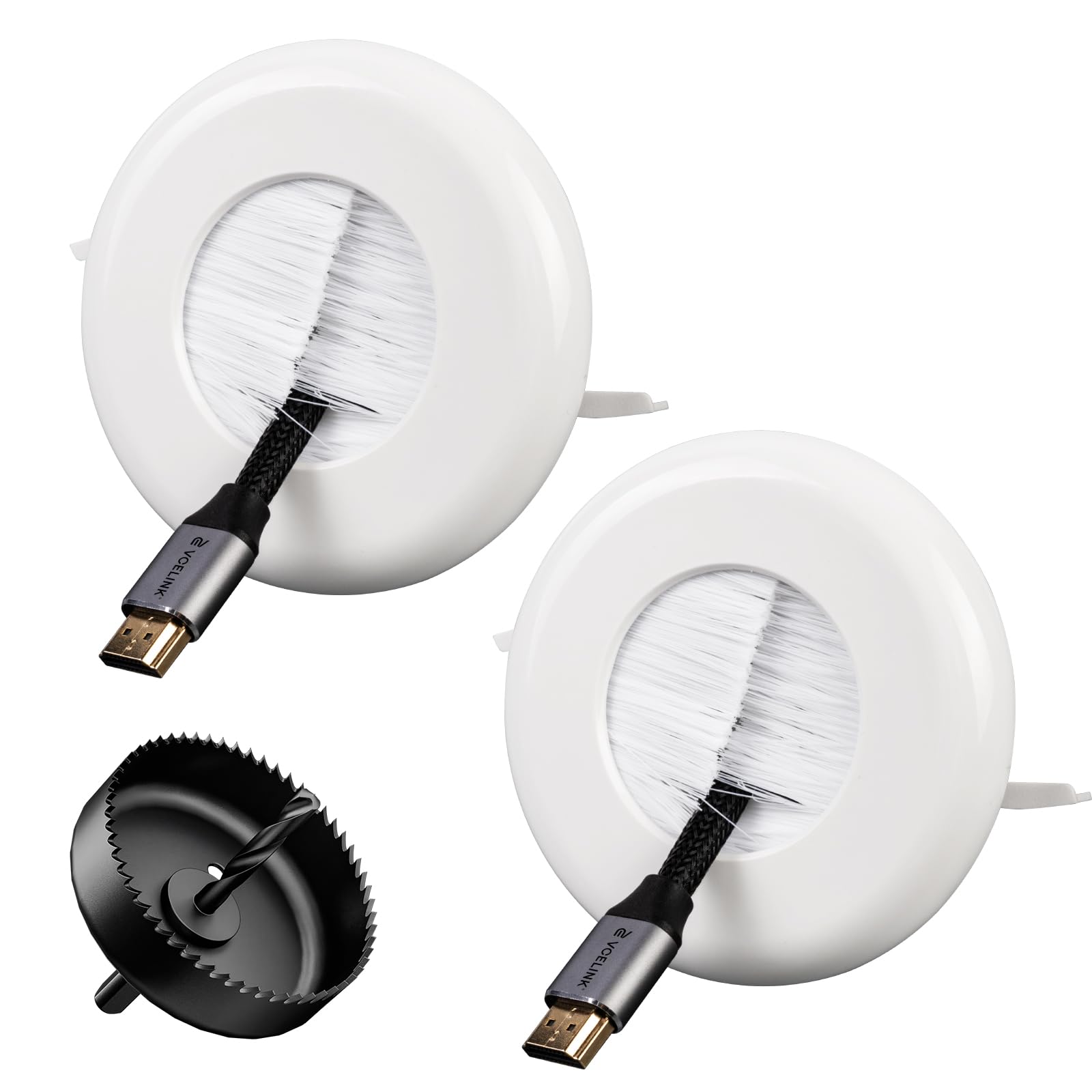 Vcelink Brush In Wall Cable Management Kit For Wall Mounted Tv, Cord Hider For Low Voltage Cables Pass Through, Includes Hole Sa