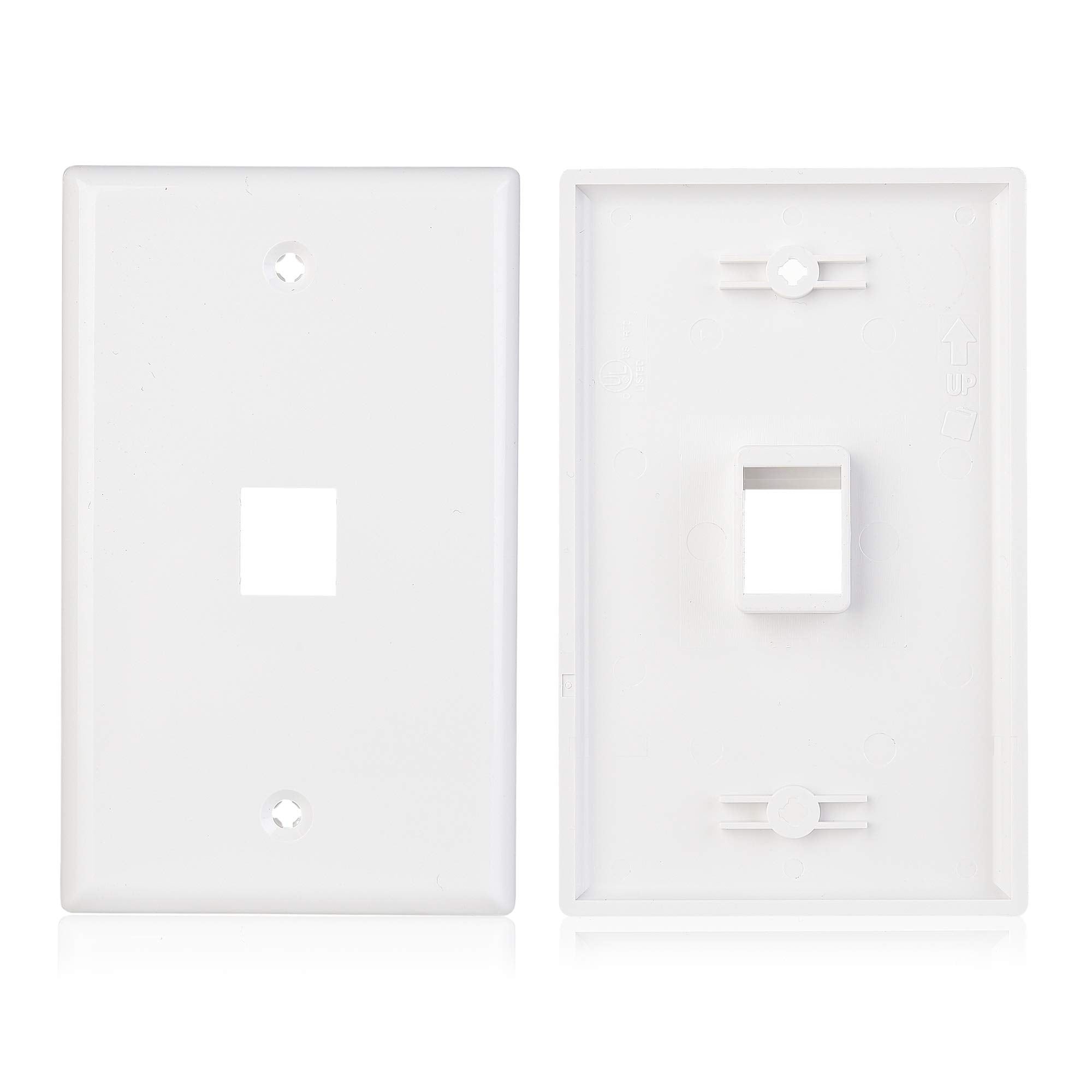 Cable Matters 2 Pack 1 Port Ethernet Wall Plate (Cat6 Wall Plate, Cat5E Ethernet Wall Outlet) In White With White Ethernet Keyst
