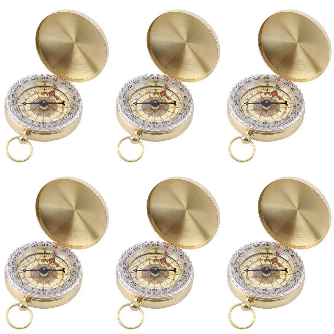 Shenqidz 6 Pack Camping Survival Compass Metal Pocket Compass Kids Compass For Hiking Camping Hunting Climbing, Military Navigat