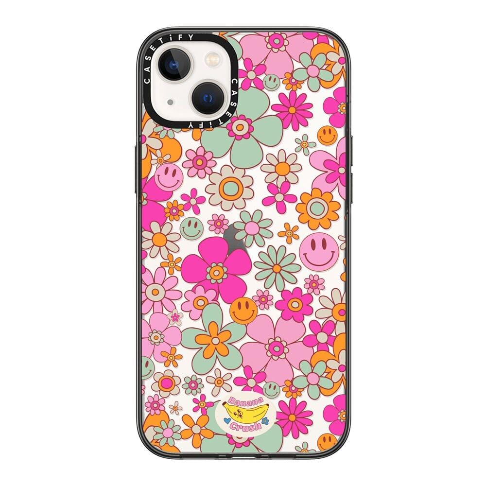 Casetify Compact Iphone 14 Plus Case [2X Military Grade Drop Tested / 4Ft Drop Protection]   Groovy Pattern Clear   Clear Black