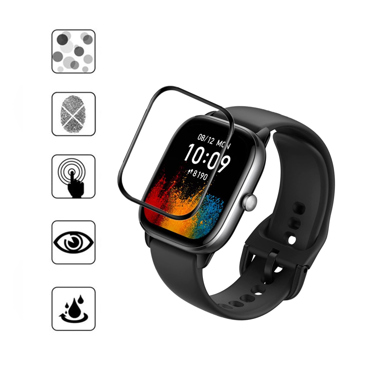 Aemus Screen Protector Compatible For Amazfit Gts 4 Mini Smart Watch (3 Pack) 3D Curved Protective Film Anti Scratch Protective