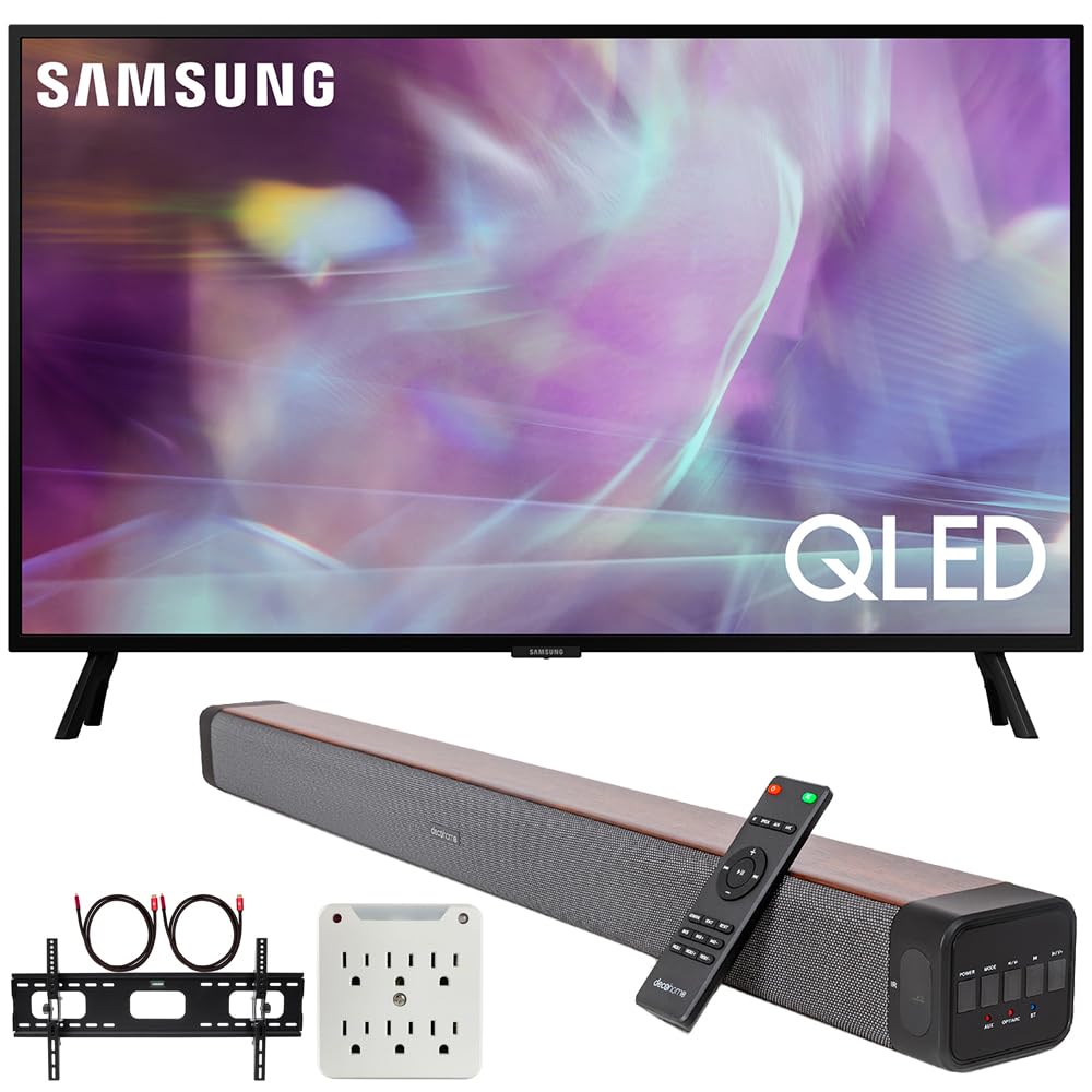 Samsung Qn75Q60D 75 Inch Qled 4K Smart Tv (2024) Bundle With Premium Deco Gear 60W 2.0 Ch Soundbar + Deco Mount 37'' 100'' Tv Wa