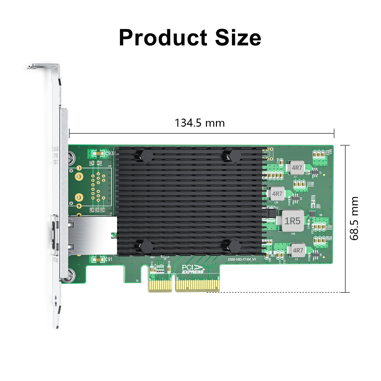 10Gb Pcie Network Card Compatible For Intel X550 T1, Pcie V3.0 X4, Single Rj45 Port, With Intel X550 At Controller, 1G/10G Multi