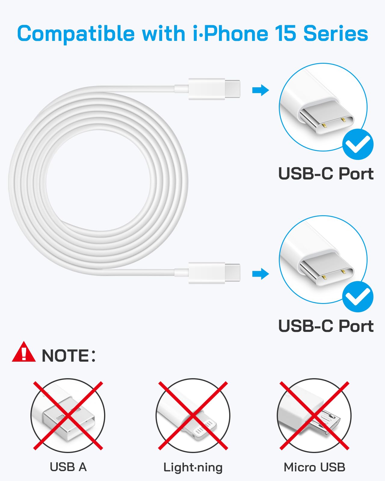 I Phone 16 15 Charger Fast Charging 20W Usb C Wall Charger Block With 6Ft Type C To Type C Cable For I Phone 16/16 Pro/16 Plus/1