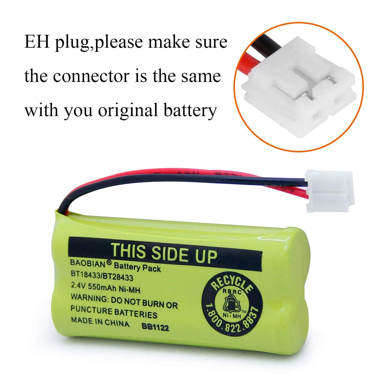 Baobian Bt18433/Bt28433 2.4V 550Mah Ni Mh Bt184342/Bt284342 Cordless Phone Battery Bt8000/Bt8001 Bt 6010 Bt 8300 Bt 1011 Bt 1018