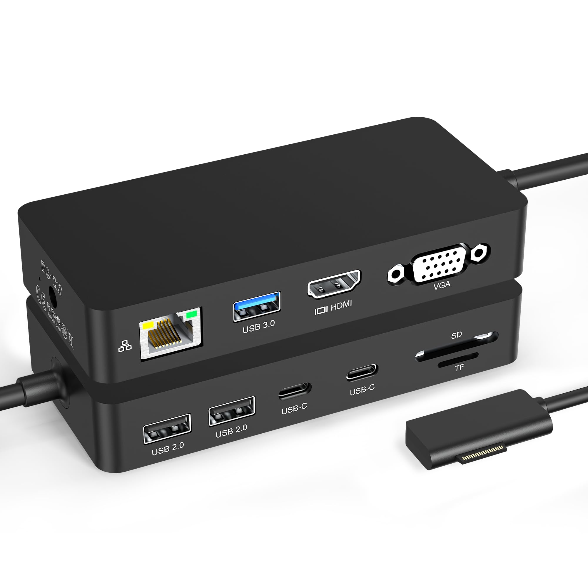 New Microsoft Surface Dock Triple Display Dual 4K@60Hz Hdmi+Vga, 11 In 1 Surface Docking Station For Surface Pro 10/9/X/8/7/6/5/