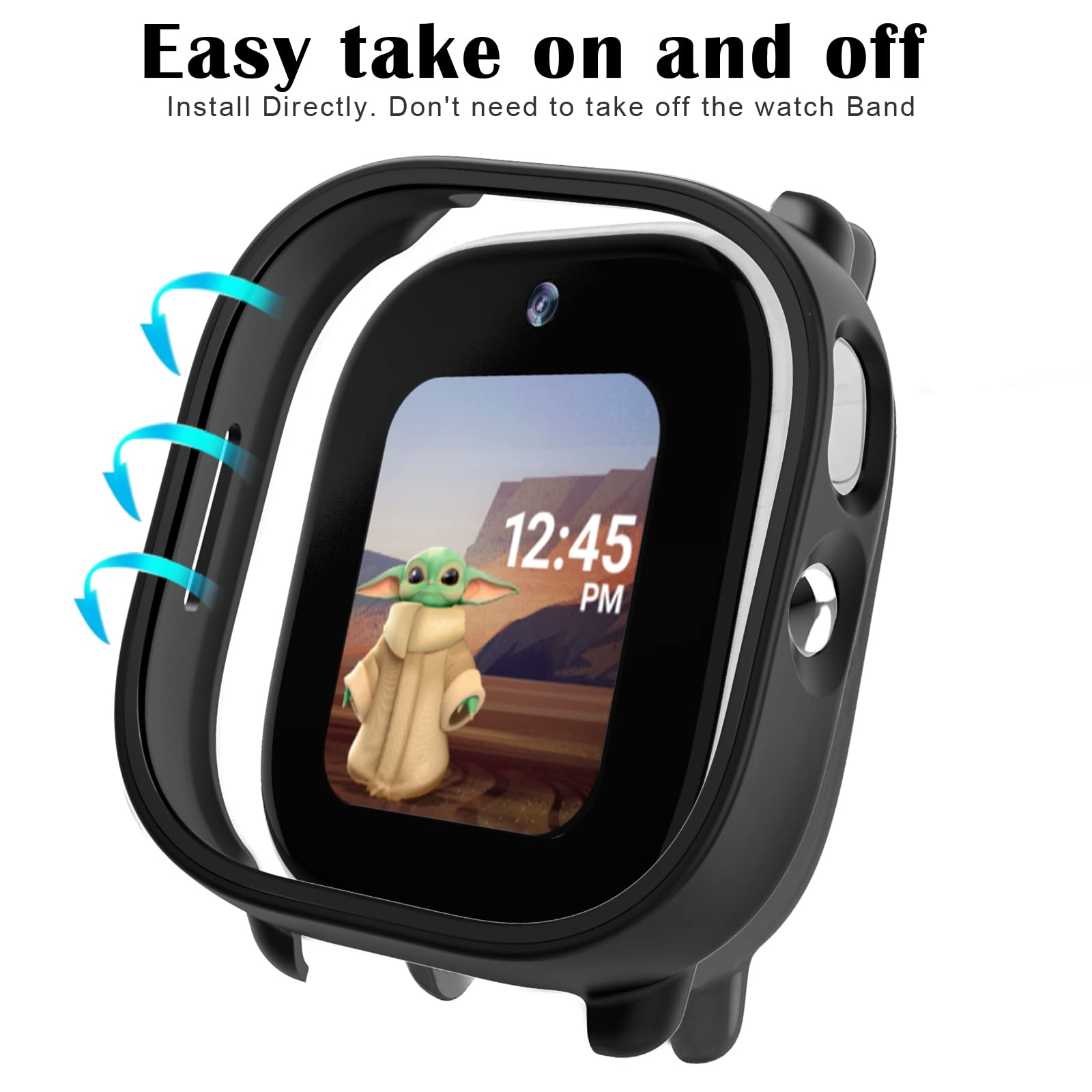 Kuaguozhe Tempered Glass Screen Protector Only Compatible For Gizmo Watch Disney Edition, Black(Not For Gizmowatch 2)
