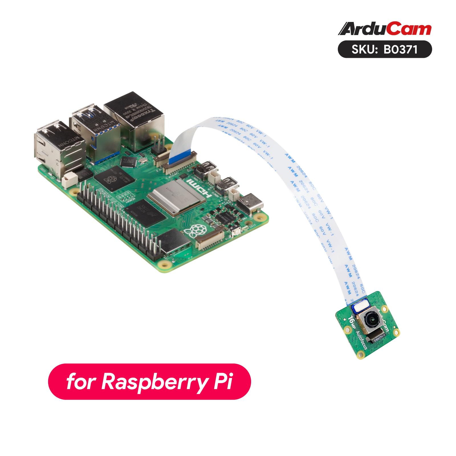 Arducam 16Mp Autofocus Camera Module For Raspberry Pi With Abs Case, Imx519 16 Megapixel High Resolution Autofocus Camera For Al