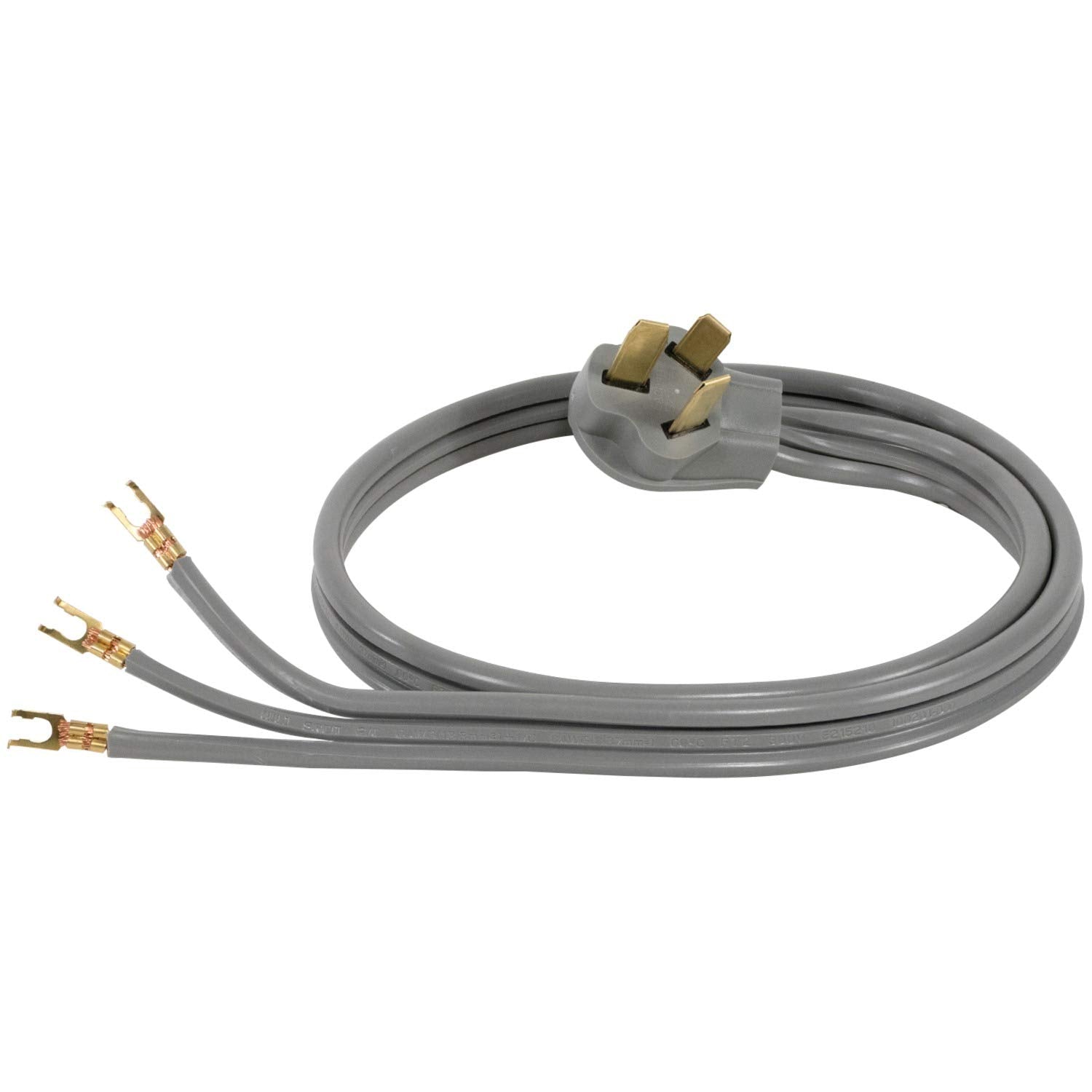 Certified Appliance Accessories 40 Amp Appliance Power Cord, 3 Prong Range Cord, 3 Wires With Open End Connectors, 4 Feet, Copper Wire