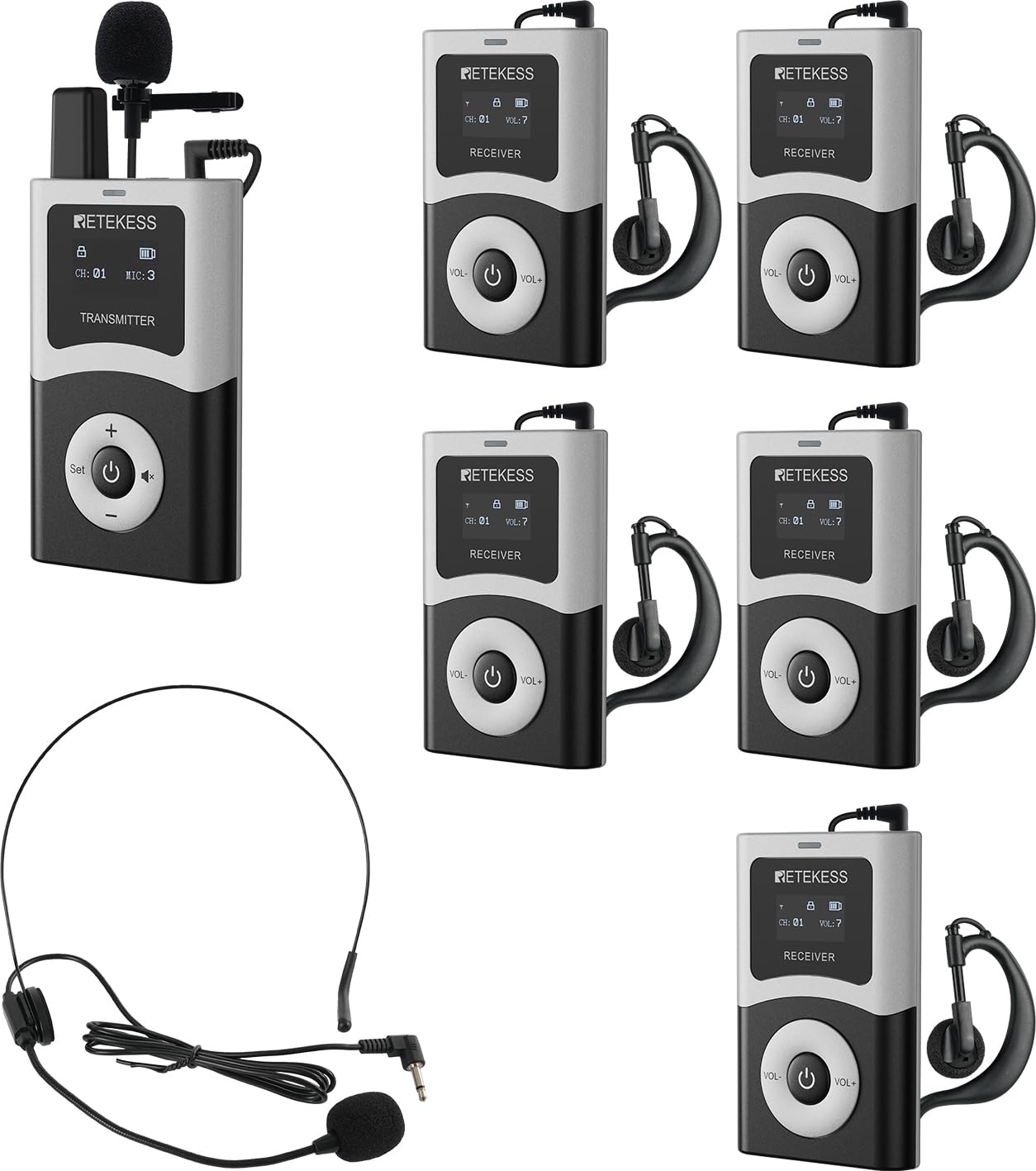 Retekess T130U(4nd Gen T130) Wireless Tour Guide Audio System, Walking Tour Guide Microphone Digital Transmission HiFi Sound Qua