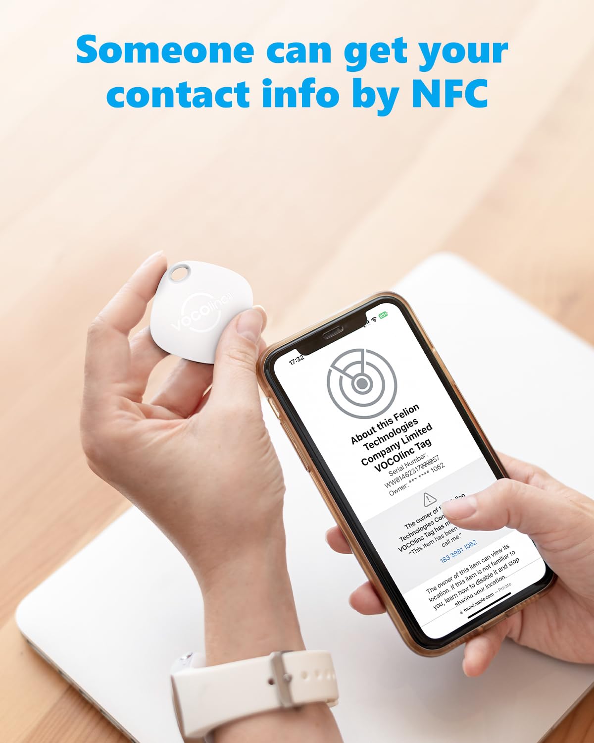 Vocolinc Wallet Tracker, Key Finder Locator With Sound Compatible With Find My (Ios Only), Bluetooth Tracker Tag For Wallet, Key