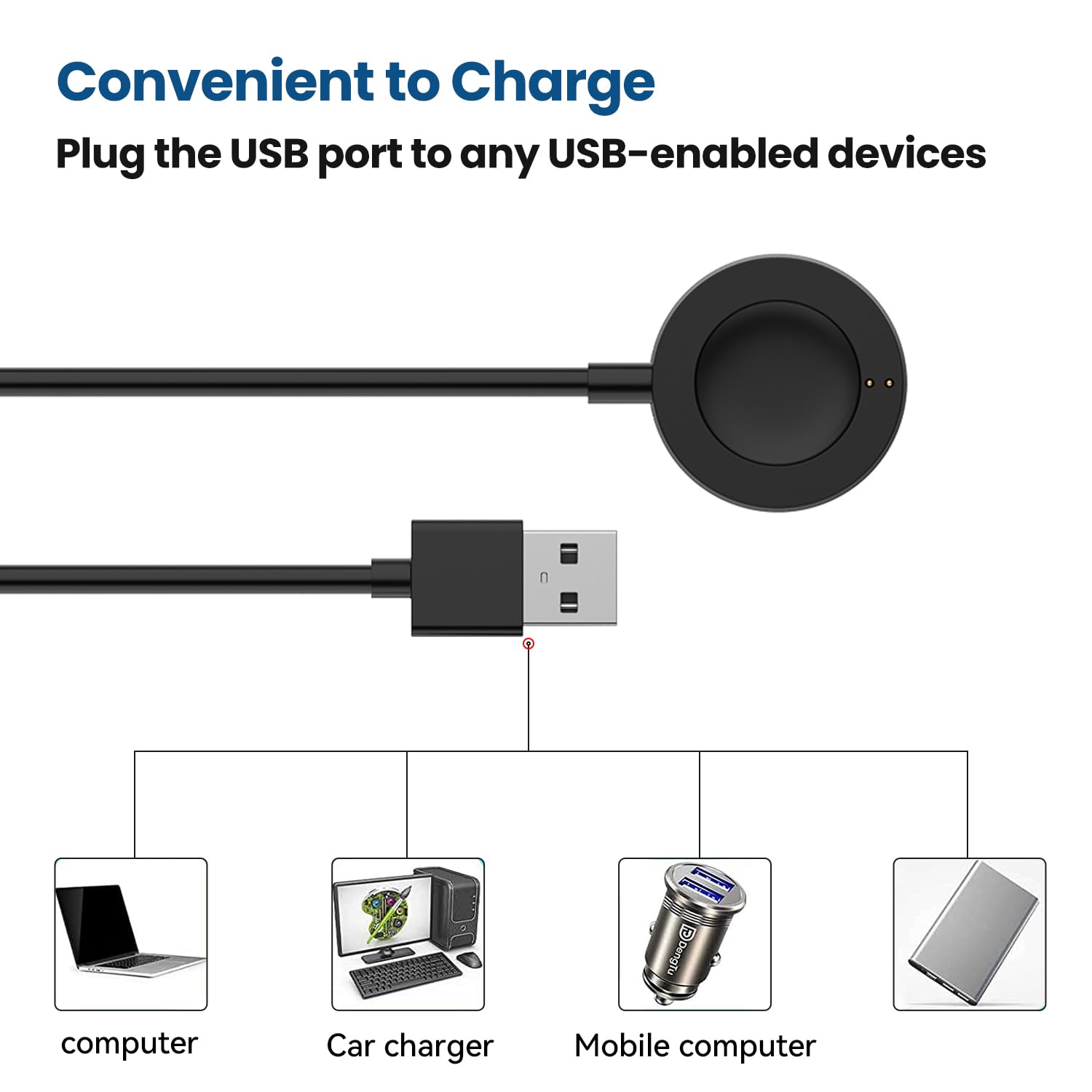 Compatible With Citizen Cz Smart Watch Charger, 3.3Ft Rapid Charging Cable Magnetic Charger Dock For Citizen Cz Smartwatch (Blac