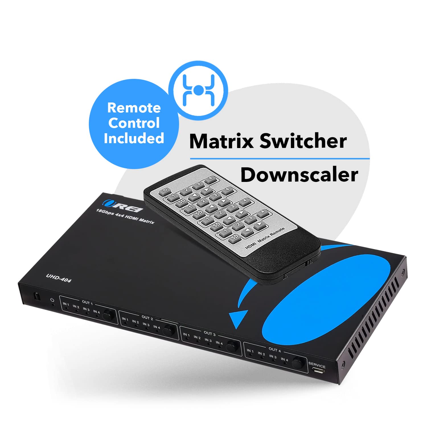 Orei 4X4 Hdmi 4K Matrix Switch/Splitter, (4 Input, 4 Output) With Remote Control Supports Ultrahd 4K@60Hz 4:4:4, Hdr, Yuv, Hdmi