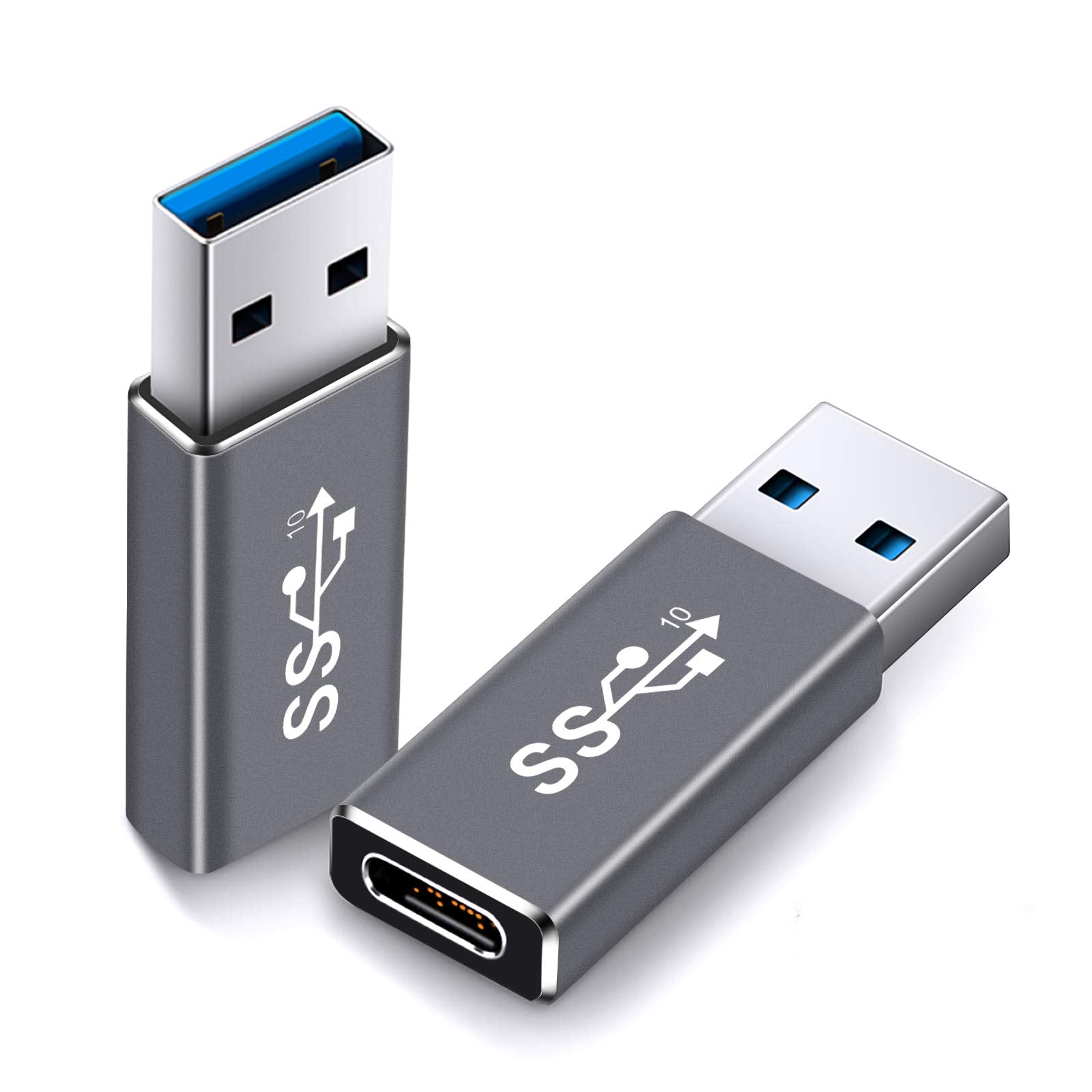 Electop Updated Usb 3.1 Gen 2 Male To Type C Female Adapter (2 Pack), Support Double Sides 10Gbps Charging & Data Transfer, Usb