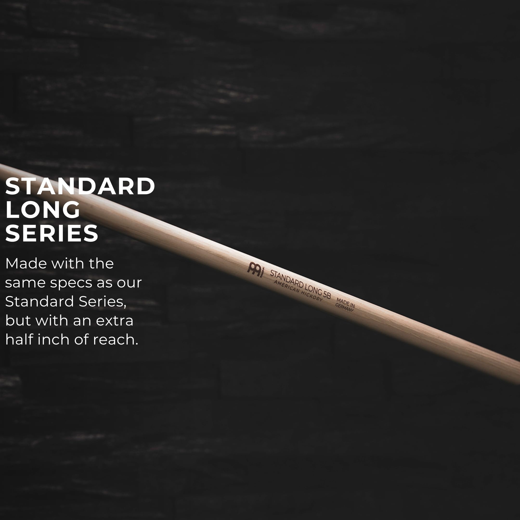 Meinl Stick & Brush Drumsticks, Standard Long 5B Half Brick (6 Pairs, 5 Plus 1 Free)  American Hickory With Acorn Shape Wood Tip