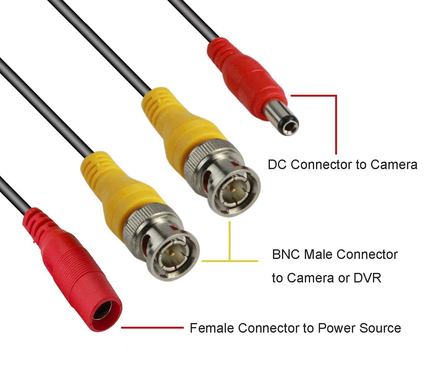 Bnc Cable Video Power All In One Extension Cable 60Ft Cctv Camera Wire With Bnc Rca Connectors For Security Camera Systems, Blac