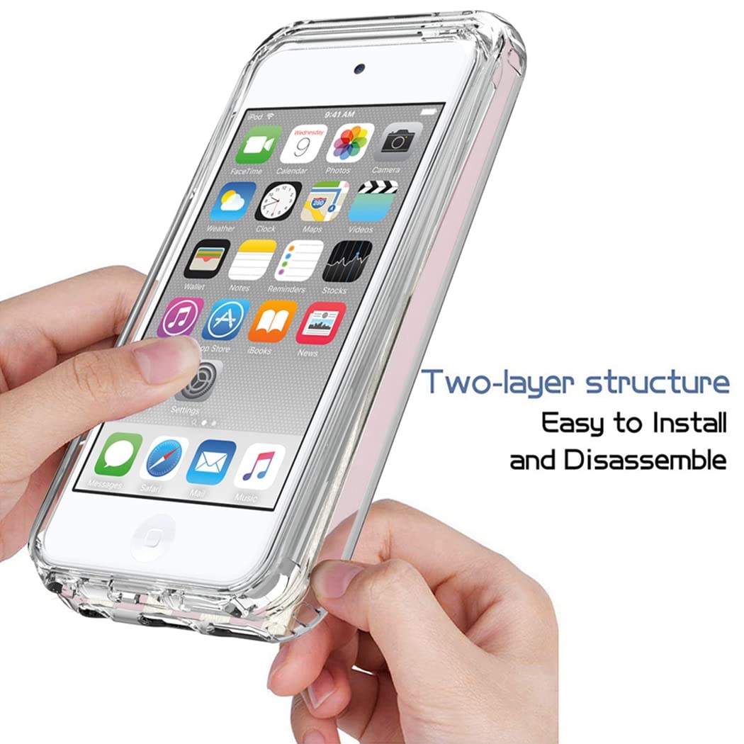 Yodueiv For Ipod Touch 6/Touch 5/Touch 7 Case With Tempered Glass Screen Protector, Full Body Shockproof Cute Clear Flag Pattern