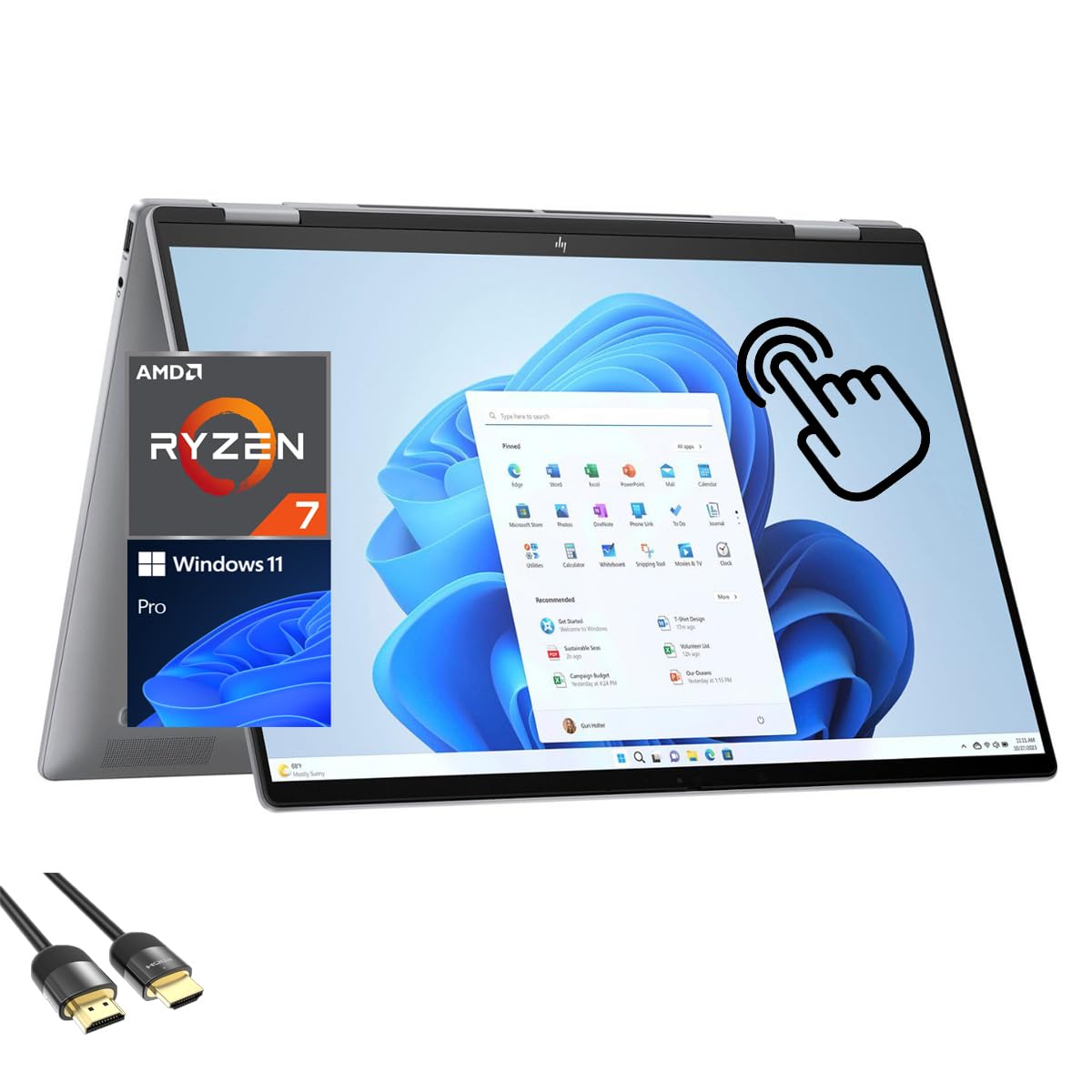 Hp Envy 2-In-1 Laptop, 16'' Wuxga Ips Touchscreen Display, Amd 8-Cores Ryzen 7 8840Hs (Up To 5.1 Ghz), 16Gb Ddr5, 1Tb Pcie Ssd, 