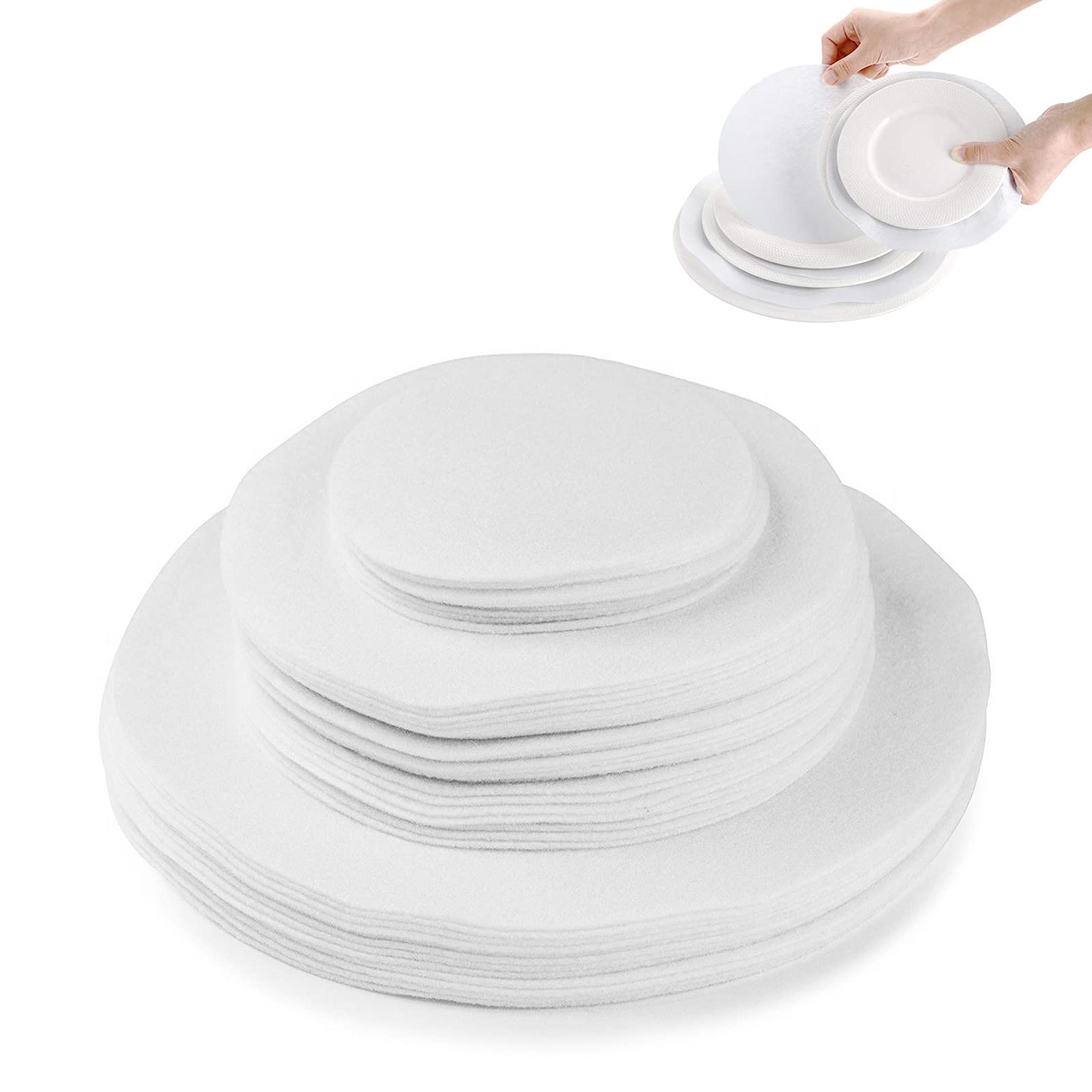 96 Pack Felt Plate Dividers Protectors, Thick Felt Round Plate Separators Pads China Dish Storage Protectors Pads With 3 Sizes F