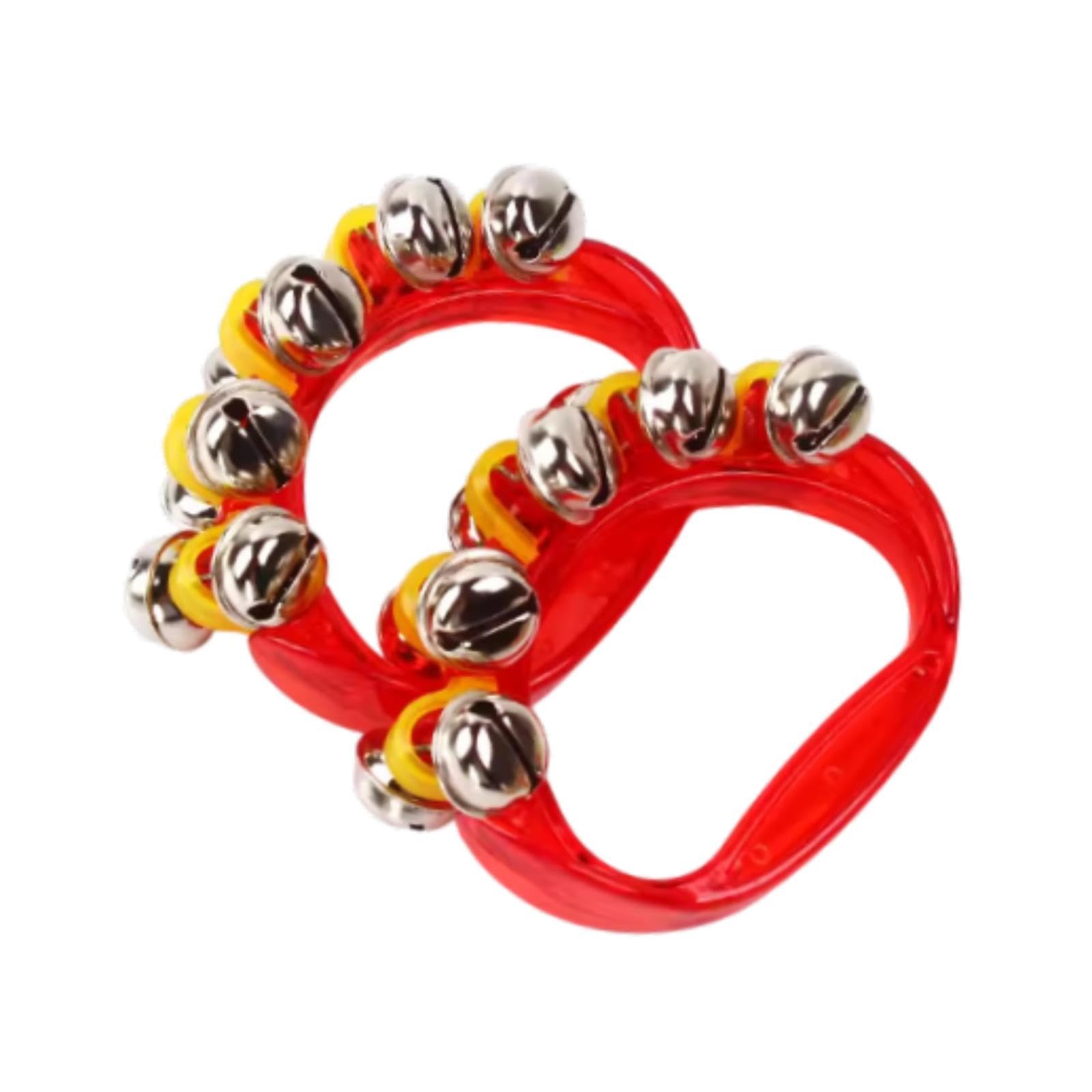 STYLEHEAVEN 2 Pieces Hand Bells Hand Bell Musical Tambourine for KTV Kindergarten School red