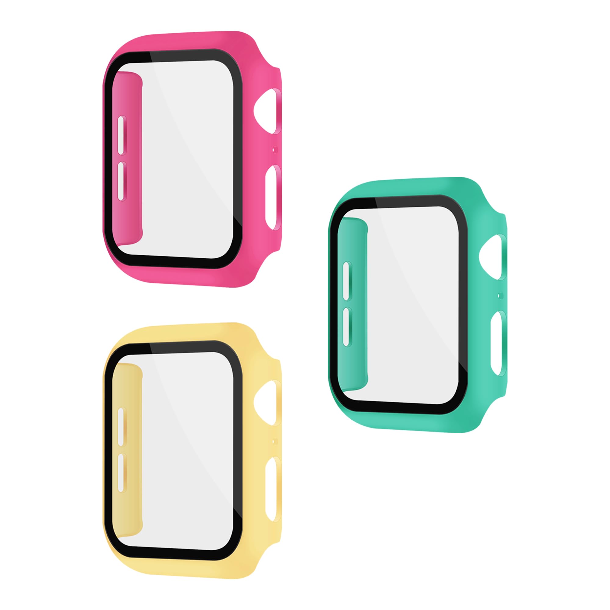 XFEN 3-Pack Case with Screen Protector for Apple Watch 40mm SE Series 6/5/4 - Hot Pink/Lemon/Turquoise