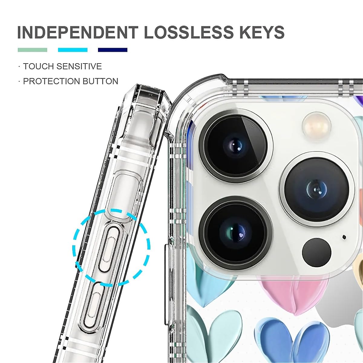 Tamefox Case Compatible With Clear Iphone 15 Pro,Oil Painted Heart Slim-Fit Shock-Resistant Raised Bezel Camera Protection Desig