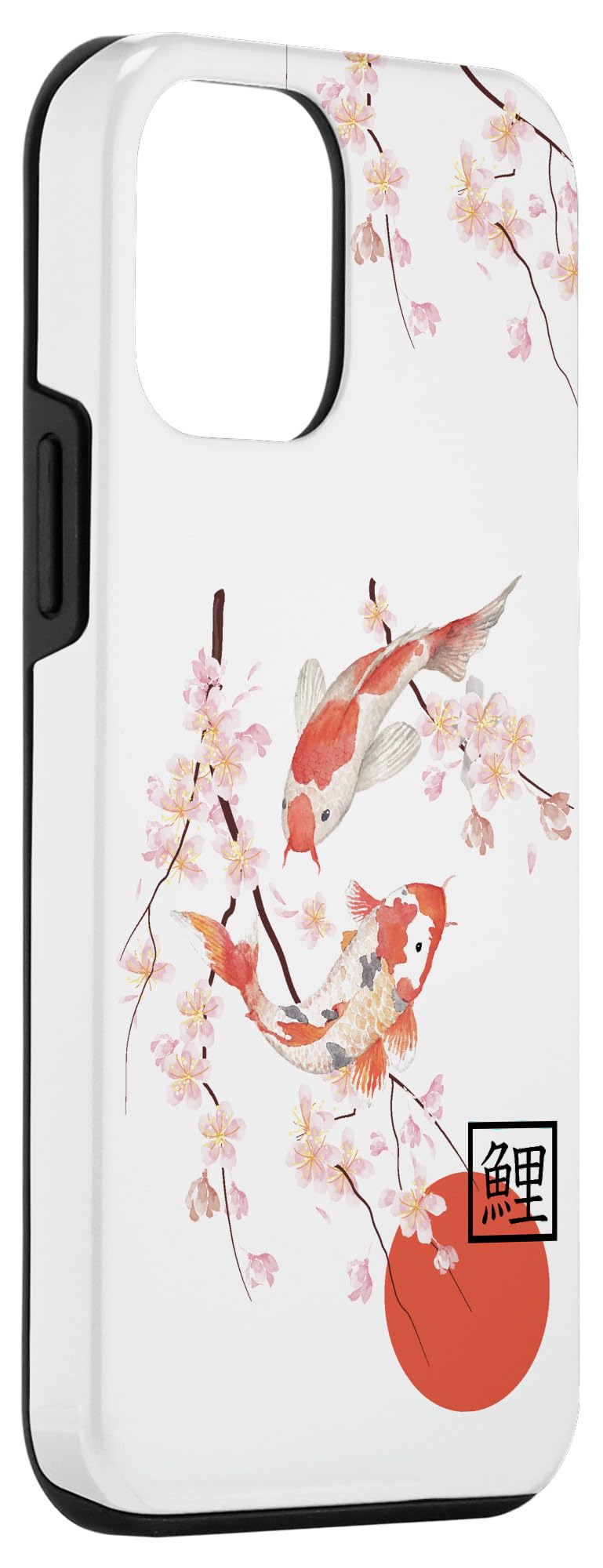 iPhone 12 mini Phone Case with Cherry Blossom Japanese Koi Carp Fish Sakura Graphic Polycarbonate