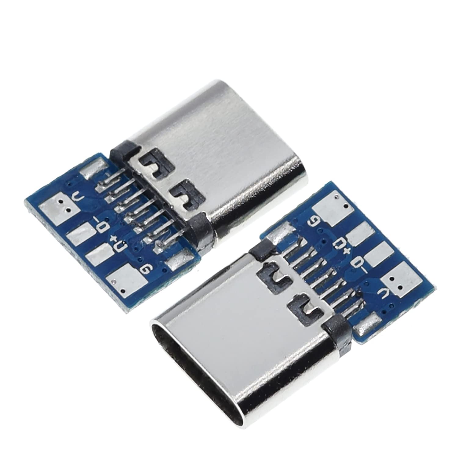 Teansic 20 Pcs Usb 3.1 Type C Female Plug Socket Connector With Pcb Board 24 Pin Diy Data Line Interface Female Socket