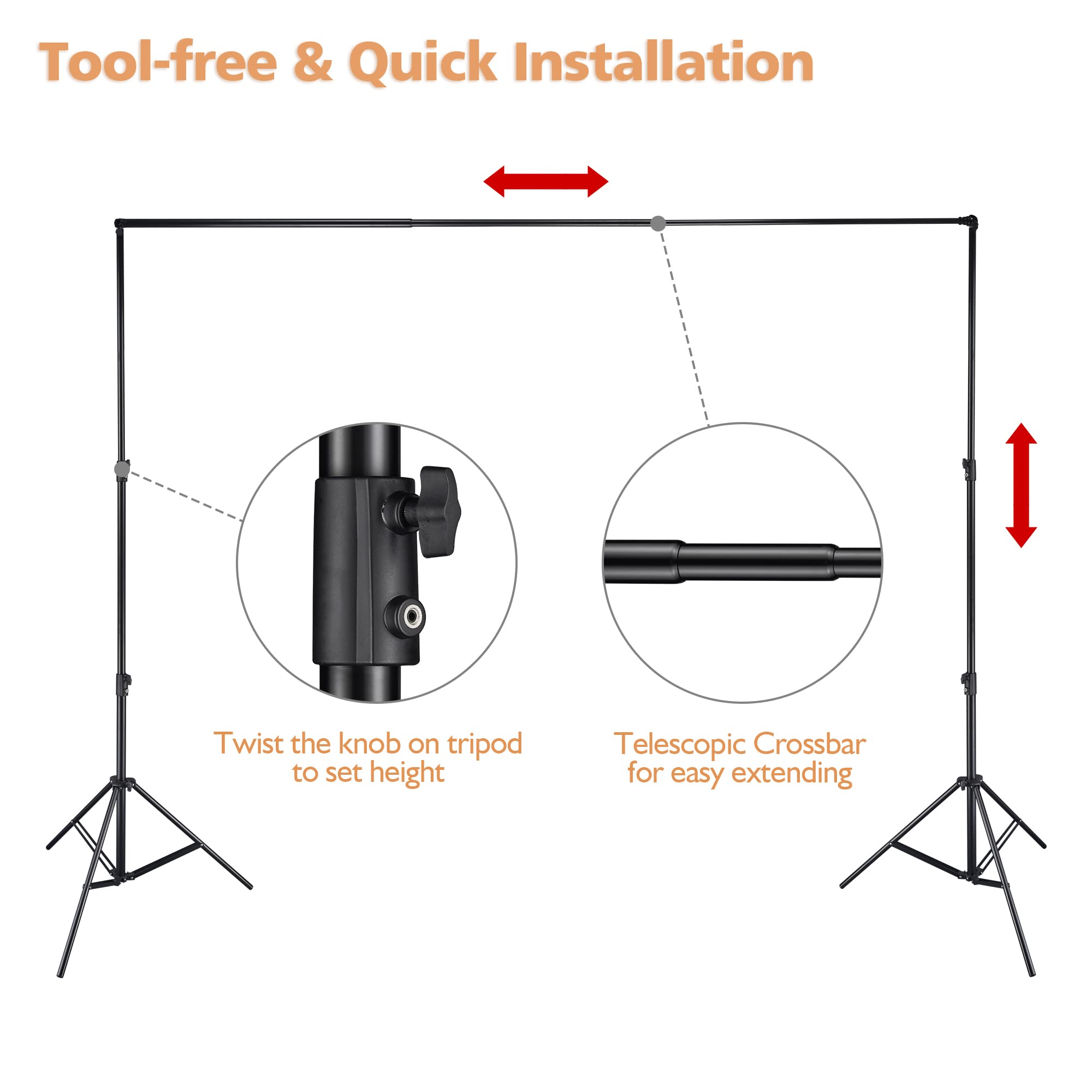 Aw 9.5X10 Ft Photo Backdrop Stand Telescopic Crossbar Support System With 1X Carry Bag 12X Muslin Clips 8X Clamps For Photo Vide