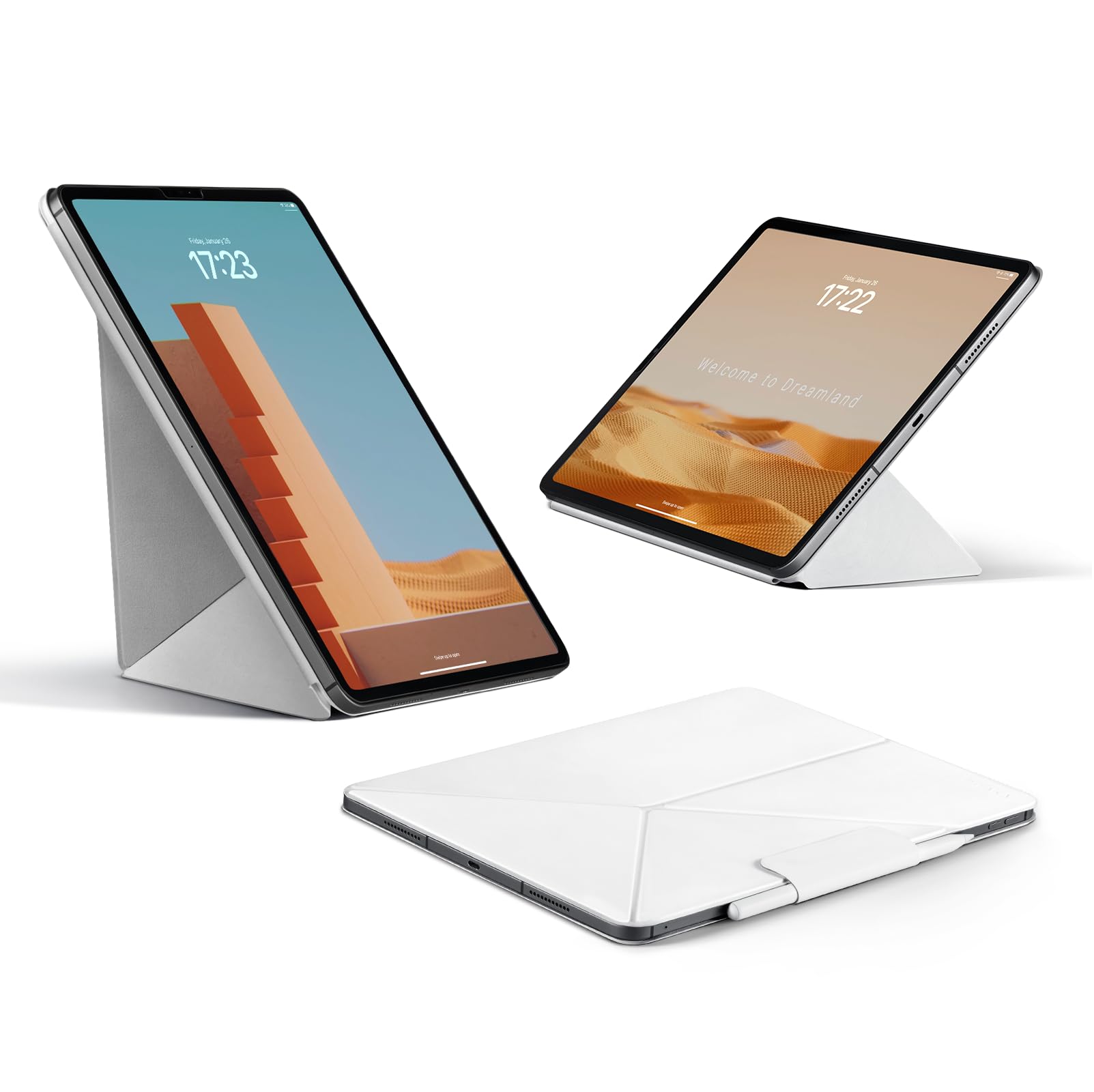 Pitaka Ipad Pro 11 Inch Case, Compatible With Ipad Air M2 11 Inch (6Th/5Th/4Th Gen) & 2022/2021/2020/2018 Ipad Pro 11 (1 4Th Gen), Portrait/Landscape Magnetic Case With 4 Standing Angles   White