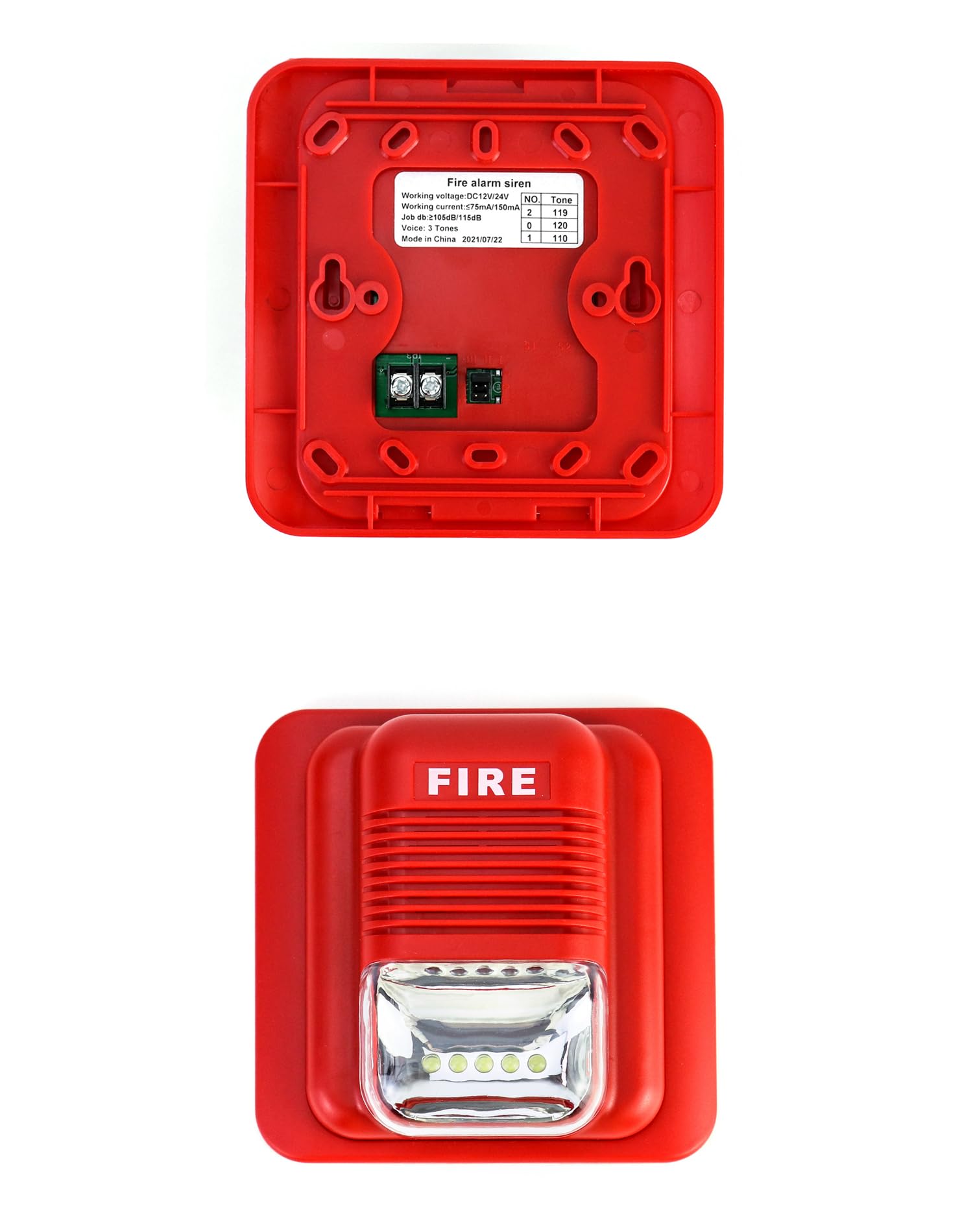 Qwork Fire Alarm, 4 Pack 12 / 24V Dc Wired Sound And Light Fire Alarm Warning Strobe Siren Horn, Sound Alarm Security System Sen