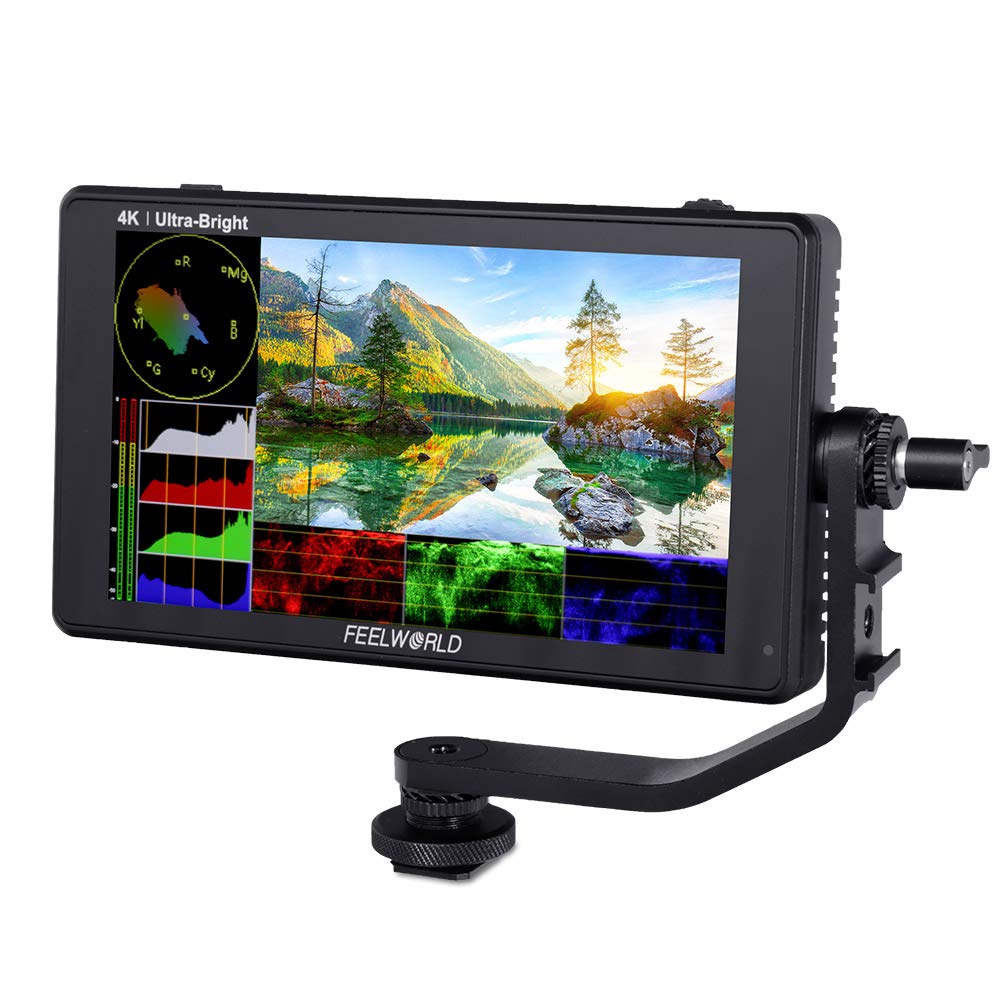 FEELWORLD LUT6 6 Inch 2600nits HDR 3D LUT Touch Screen DSLR Camera Field Monitor with Waveform VectorScope Histogram 4K HDMI Inp