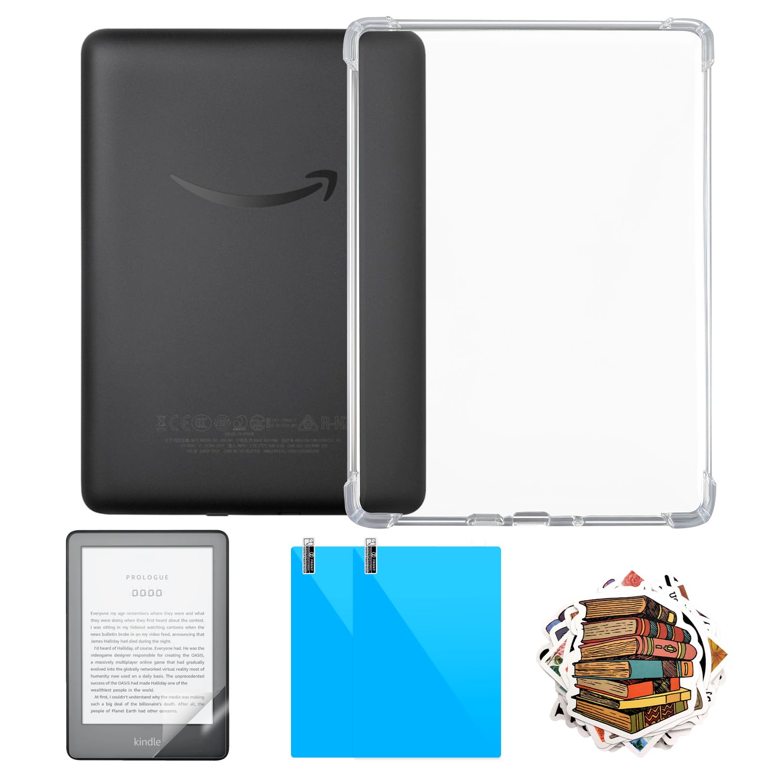 4 In 1 Clear Case With 2 Screen Protector And 50 Sticker For Kindle Paperwhite 11Th Gen 2021 & Signature Edition (6.8''),?All Ar