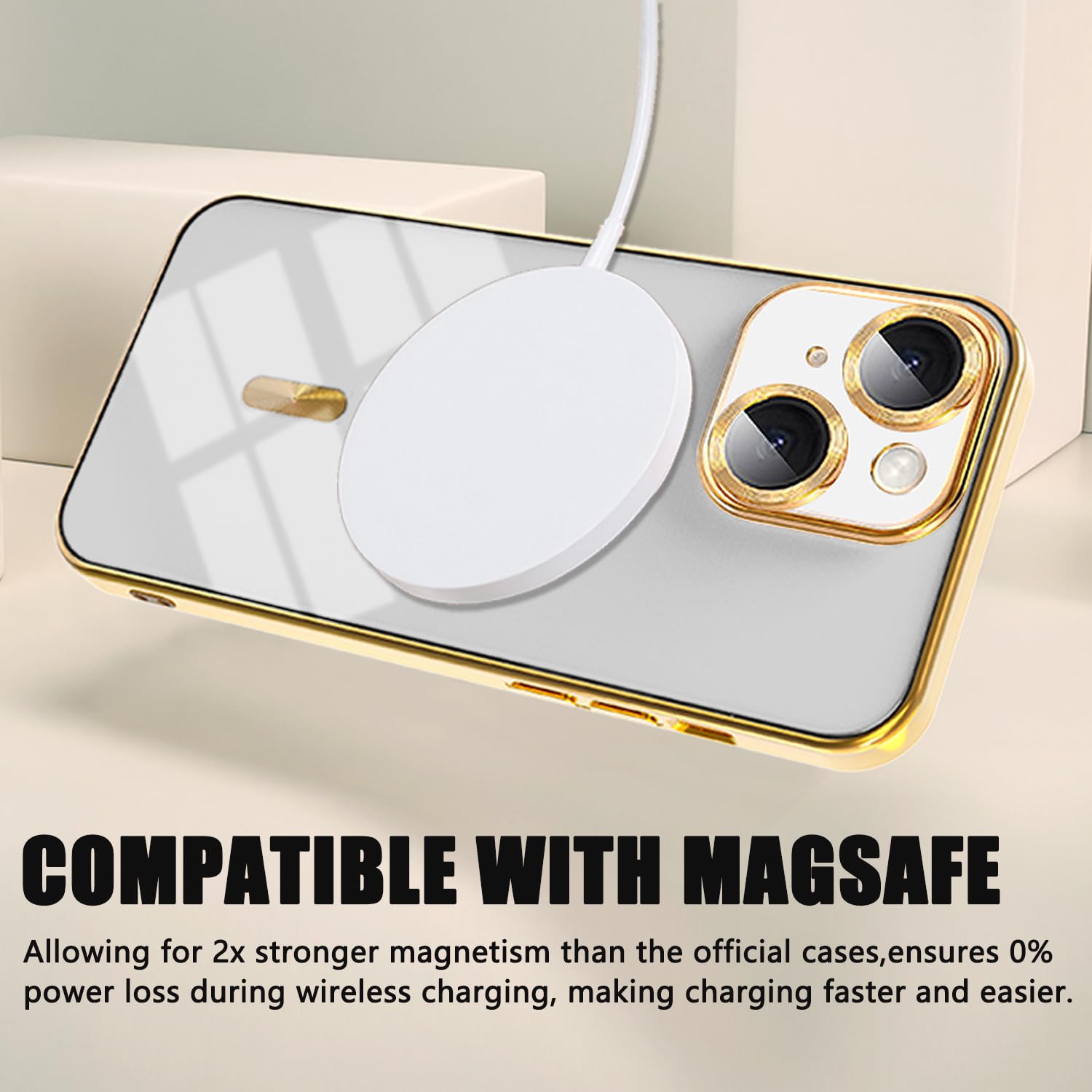 Misscase For Iphone 15 Magsafe Case With Camera Lens Protector,Full Protection Magnetic Clear Case Compatible With Magsafe Elega