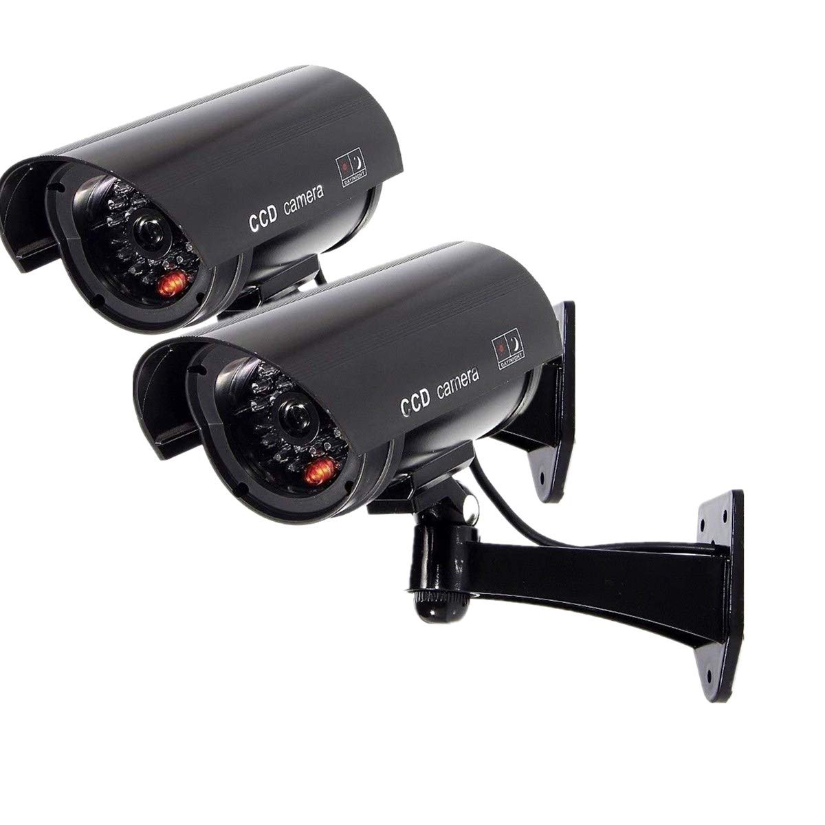 F Finders&Co Fake Security Camera, Dummy Cctv Surveillance System With Realistic Red Flashing Lights And Warning Sticker Indoor 