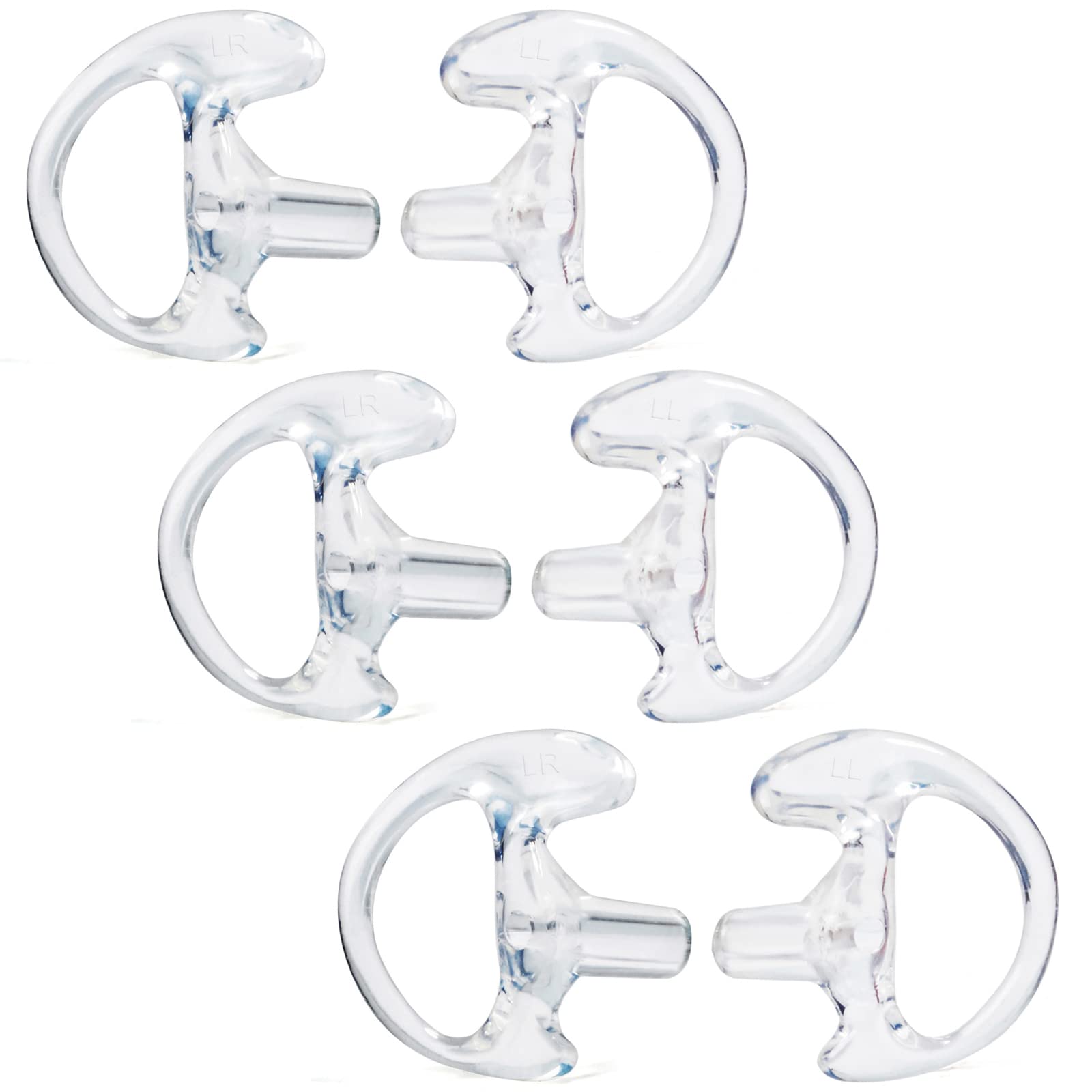 Hys Clear Soft Large Earmold Replacement Ear Pieces Flexible Open Ear Insert Ear Buds For Walkie Talkie 2 Way Radio Transparent Air Acoustic Earpiece Headset