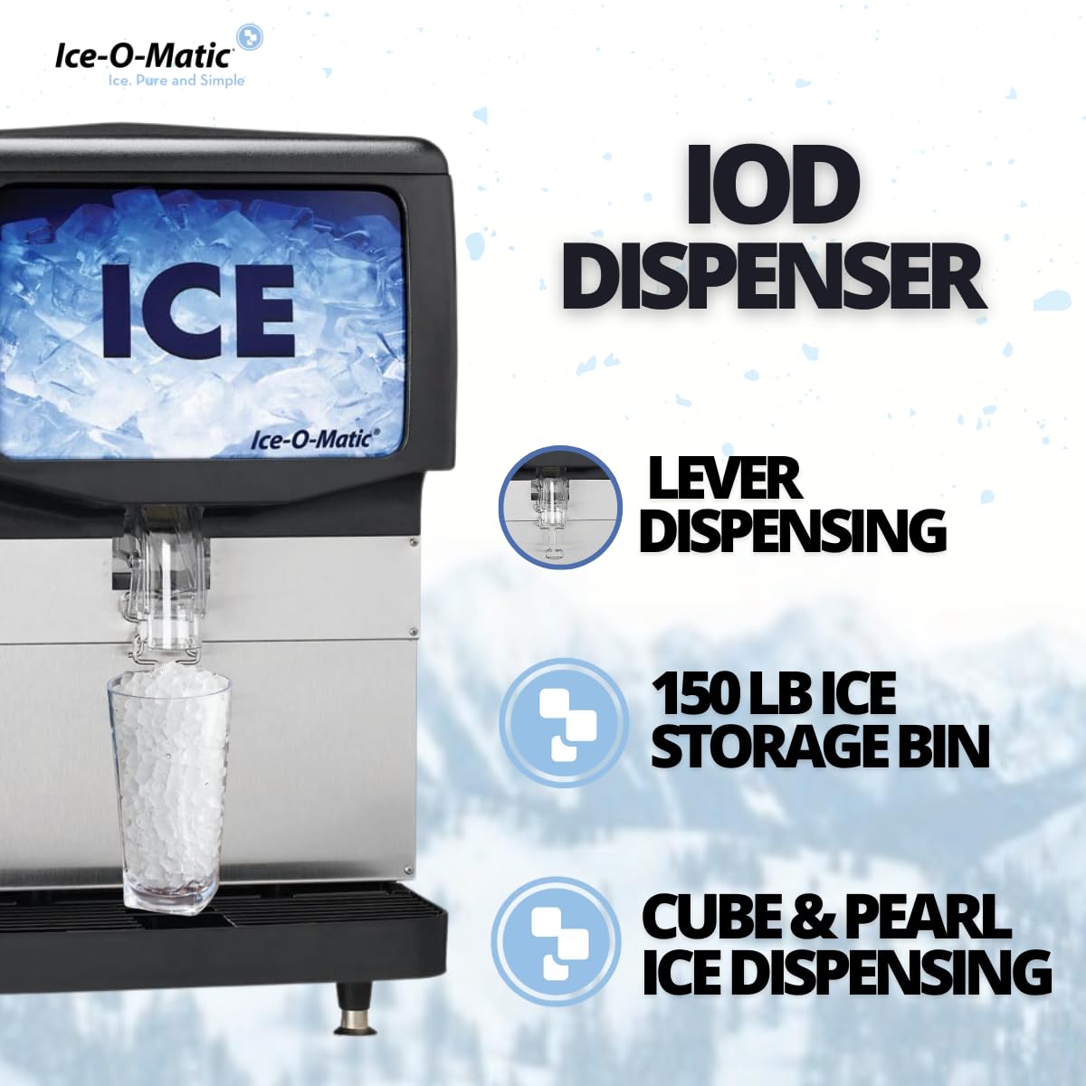 Commercial Ice Dispenser For Modular Ice Makers By Ice-O-Matic - Does Not Produce Ice