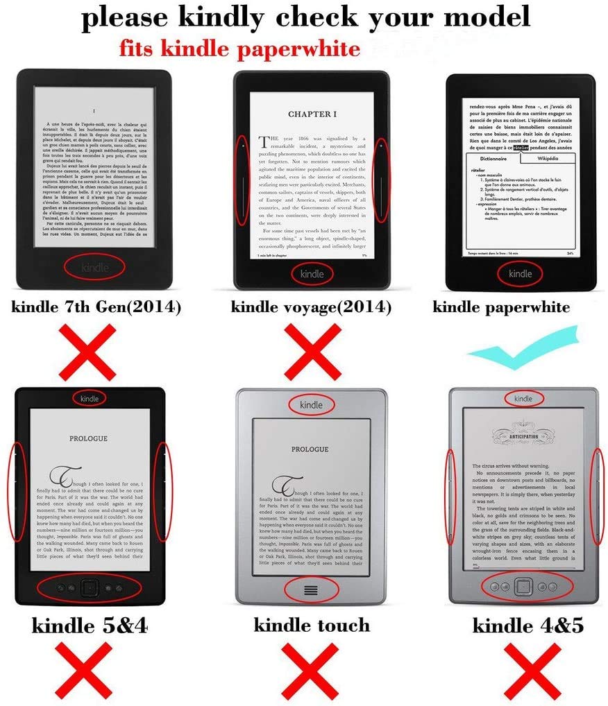 Kepuch Custer Case For Kindle Paperwhite 1/2/3 2012 2013 2015 2016,Ultra Thin Pu Leather Hard Shell Cover For Kindle Paperwhite