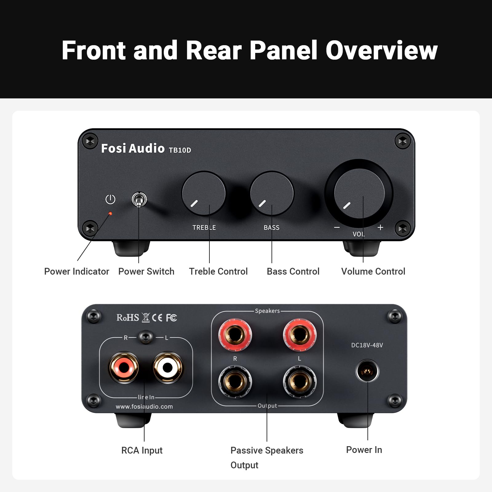 Fosi Audio Tb10D 600W Tpa3255 Power Amplifier Home Audio Hifi Stereo Class D Digital 2 Channel Integrated Mini Passive Speaker A