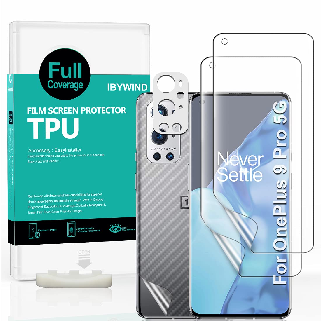 Ibywind Screen Protector For Oneplus 9 Pro 5G (67 Inches),With 2Pcs Flexible Tpu Film,1Pc Camera Lens Protector,1Pc Backing Carb