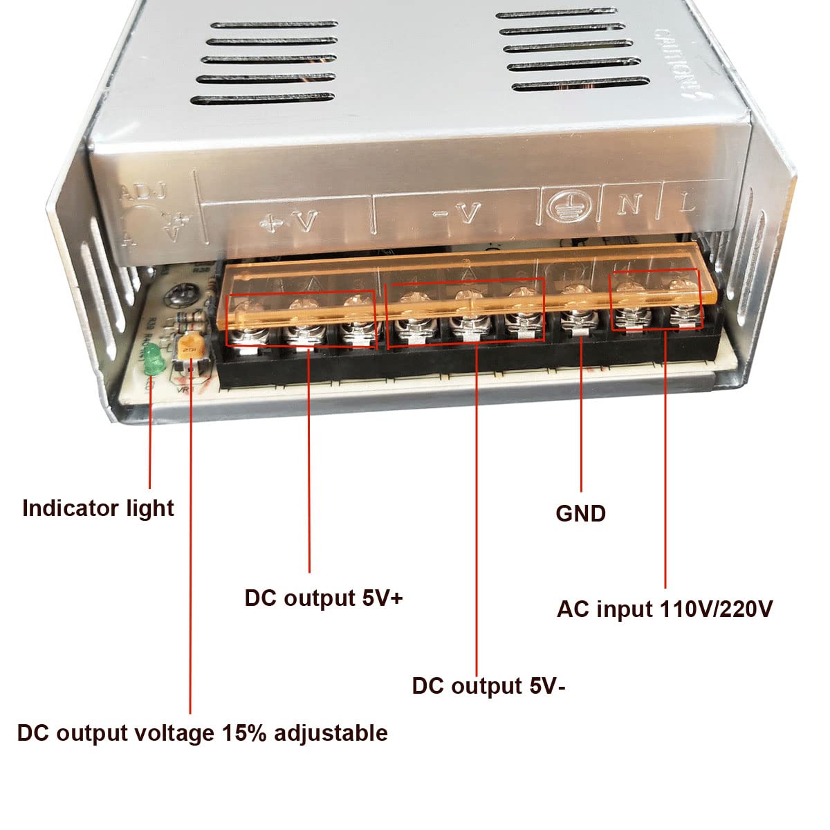 Henxlco Ac 110V/220V To Dc 5V 60A 300W Universal Regulated Switching Power Supply Adapter Transformer Driver Converter For Silve