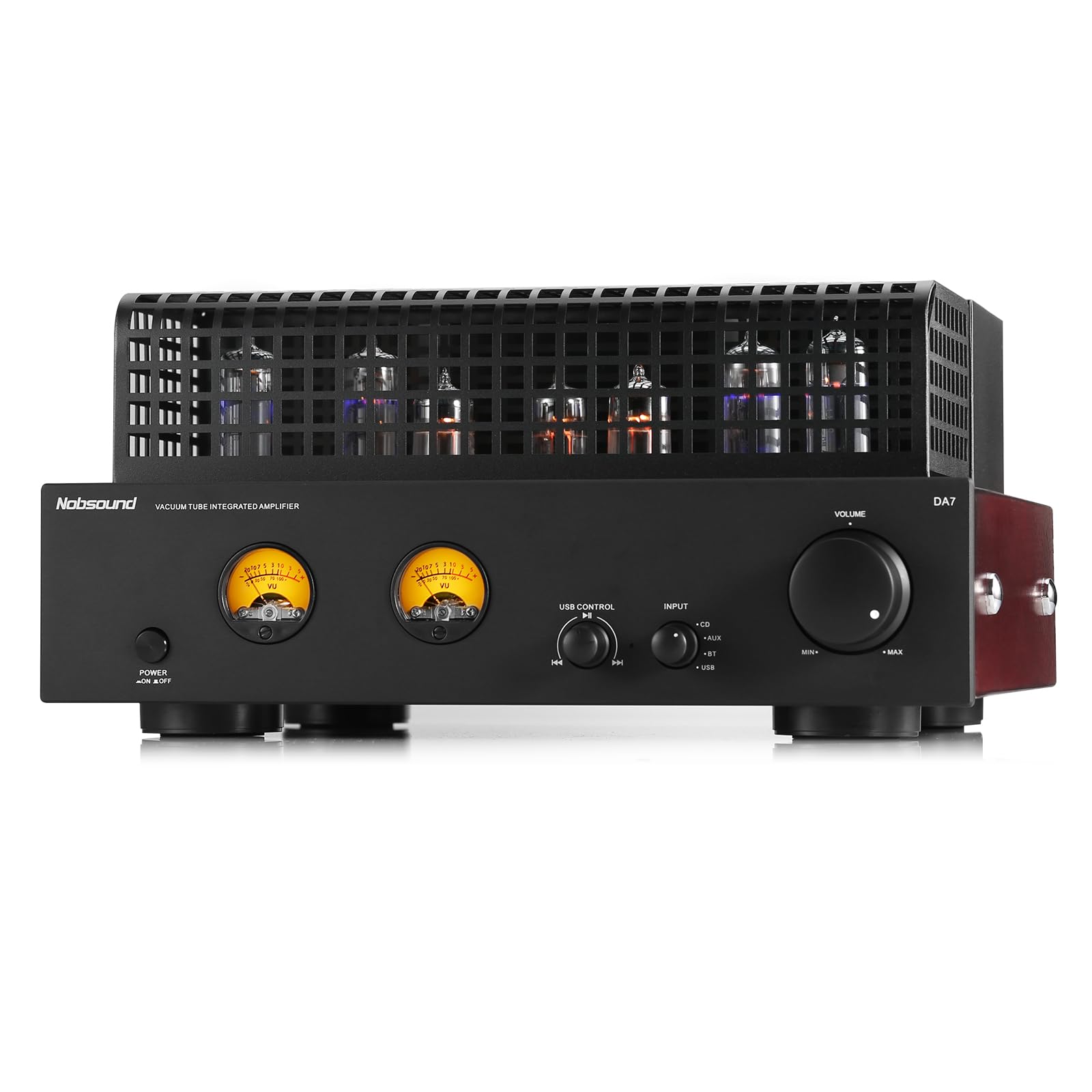 Nobsound Tube Power Bluetooth Amplifier: HiFi Valve with Dual VU Meters USB U-Disk Playback RCA in for Bookshelf Speakers | 6P1