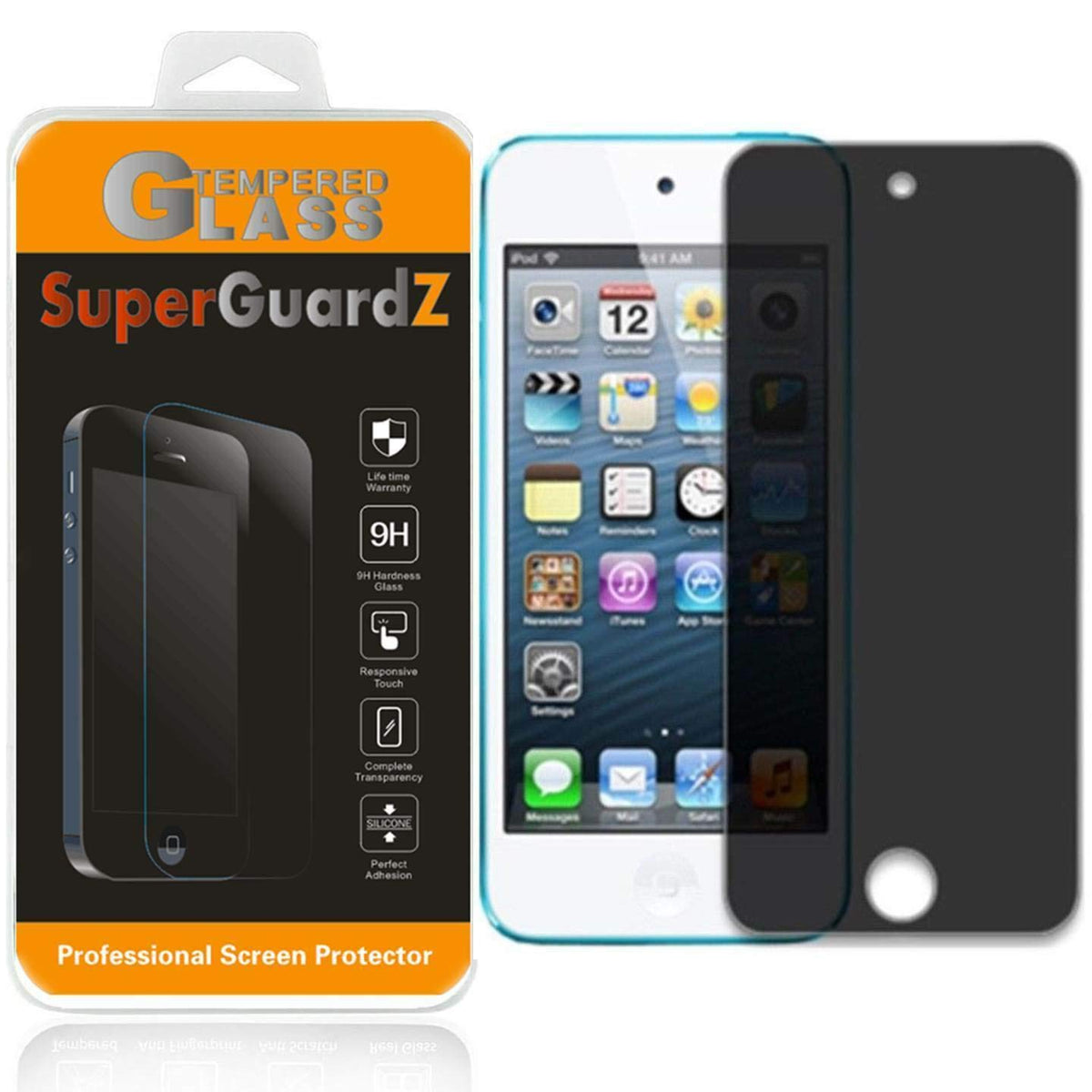 For Ipod Touch 7 / Ipod Touch 6 / Ipod Touch 5 Tempered Glass Screen Protector [Privacy Anti Spy], Superguardz, 9H Anti Scratch,