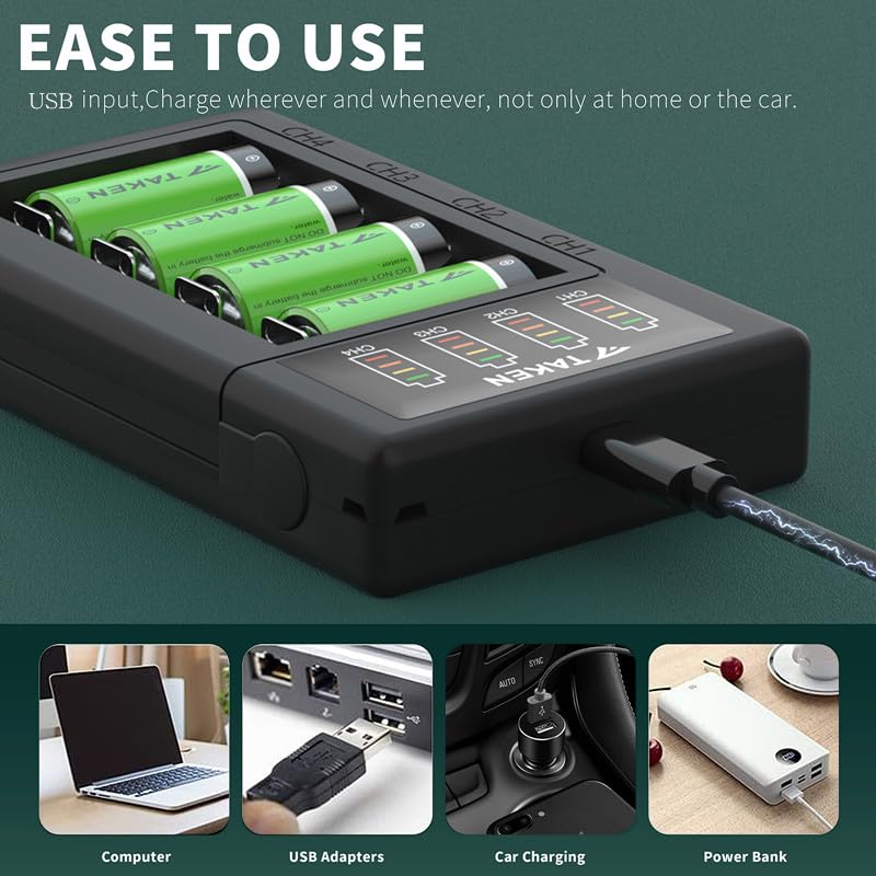 Taken 8 Pack Cr123A Lithium Batteries 3.7V 123 Batteries Lithium [Can Be Recharged] With Charger For Arlo Vmc3030 Vmk3200 Vms333