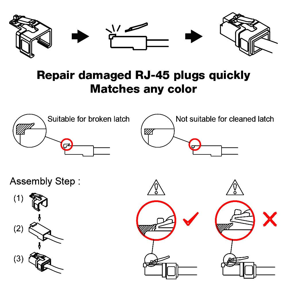 Construct Pro Rj 45 Easy Plug Repair For Cat5E & Cat6 (Clear | Bag Of 50)