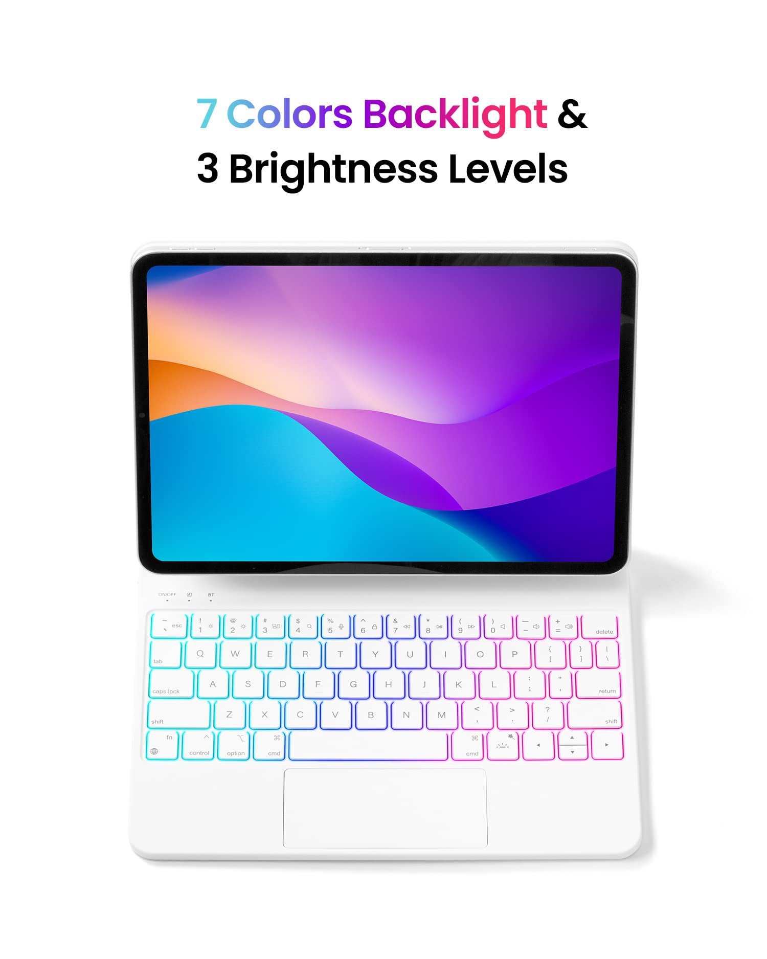 Essager Ipad Case With Keyboard For Ipad Air 11 Inch 2024(M2), Ipad Pro 11'' 4/3/2/1, Ipad 10Th, Ipad 10.9'' 5/4/3, Backlit 7 Co