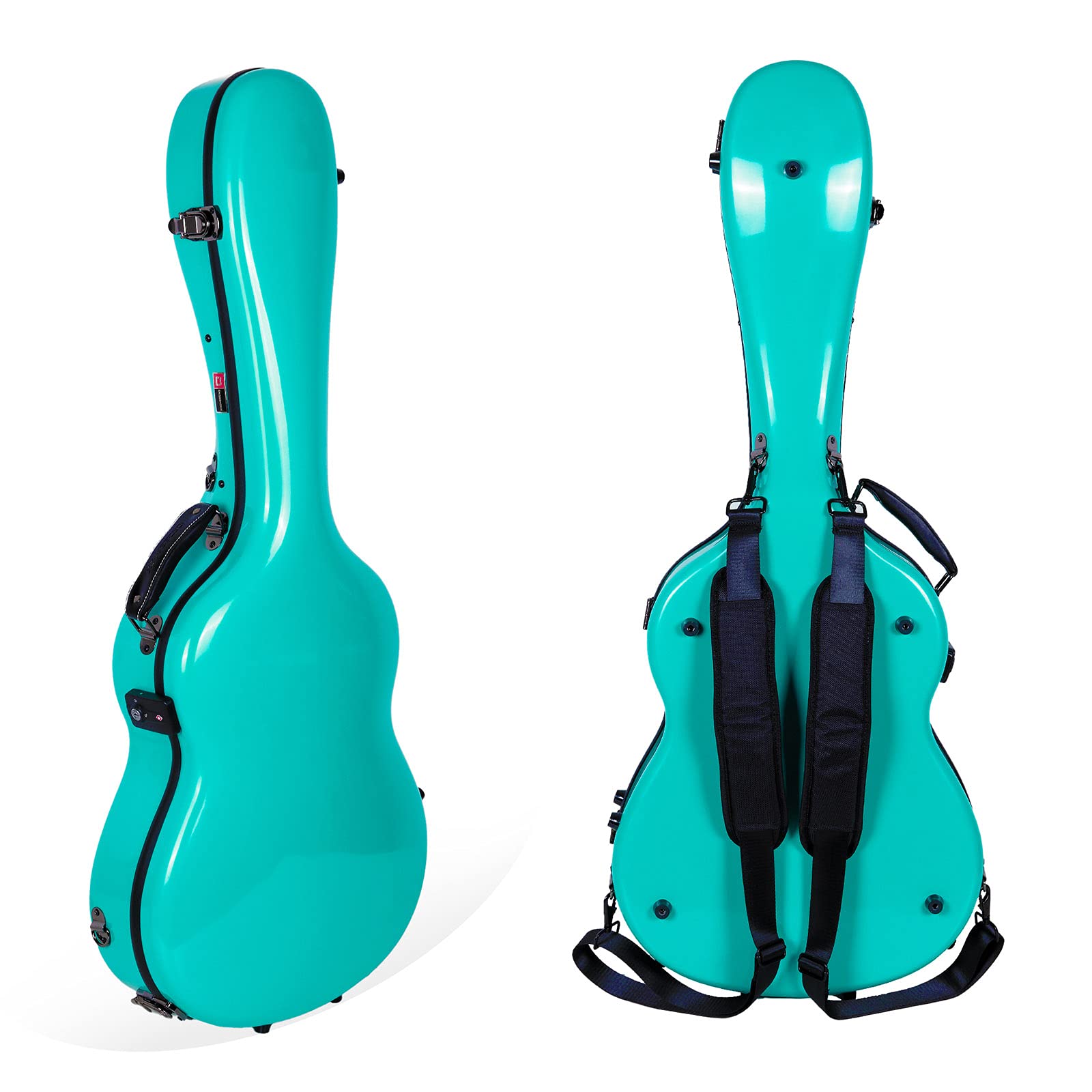 Crossrock Deluxe Fiberglass Classical Guitar Case, 4/4 Full Size-TSA Lock, Mint Blue (CRF2020CMB)