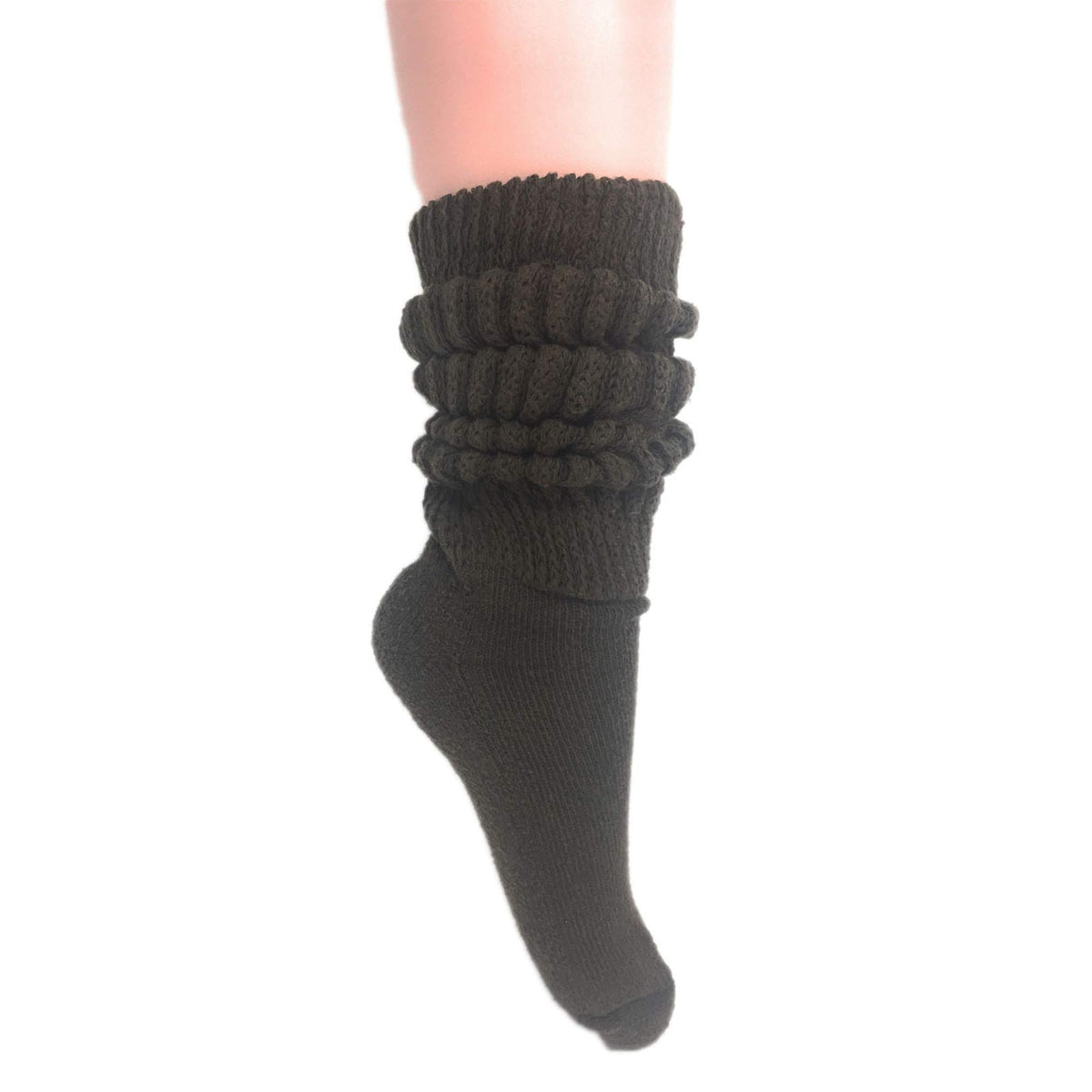 Awsamerican Made Slouch Socks Cotton Scrunch Knee High Extra Long And Heavy Socks (Brown, 1)