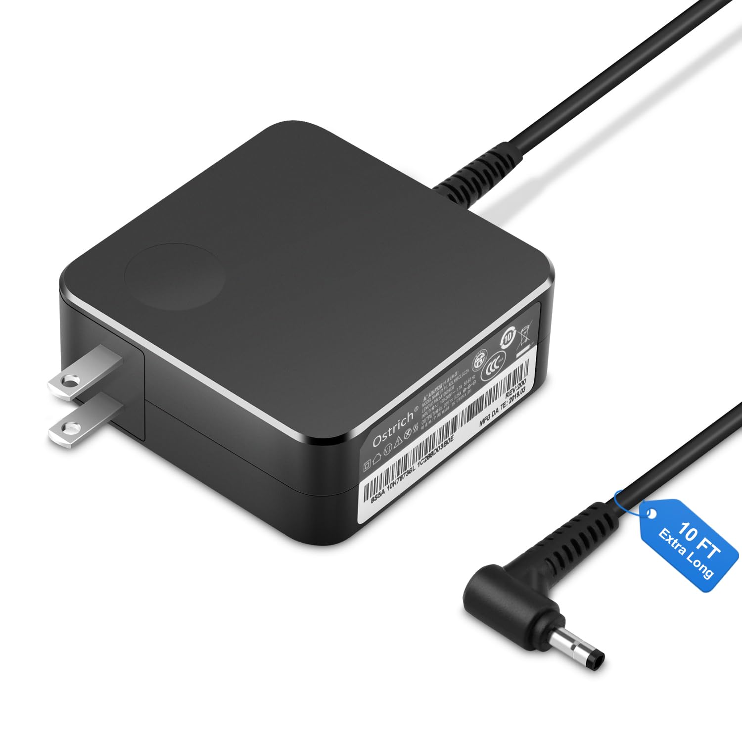 Extra Long 10FT Charger for Lenovo Laptop 65W 45W Round Tip Power Adapter